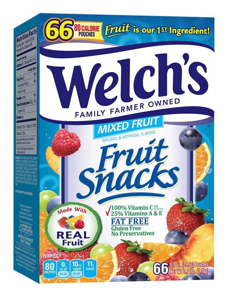 Welch's Mixed Fruit Snacks - Gluten Free, 0.9oz Single Serve Bags (66 Count Bulk Pack) | Healthy On-the-Go Snack for Kids Lunch, School, Travel & Office