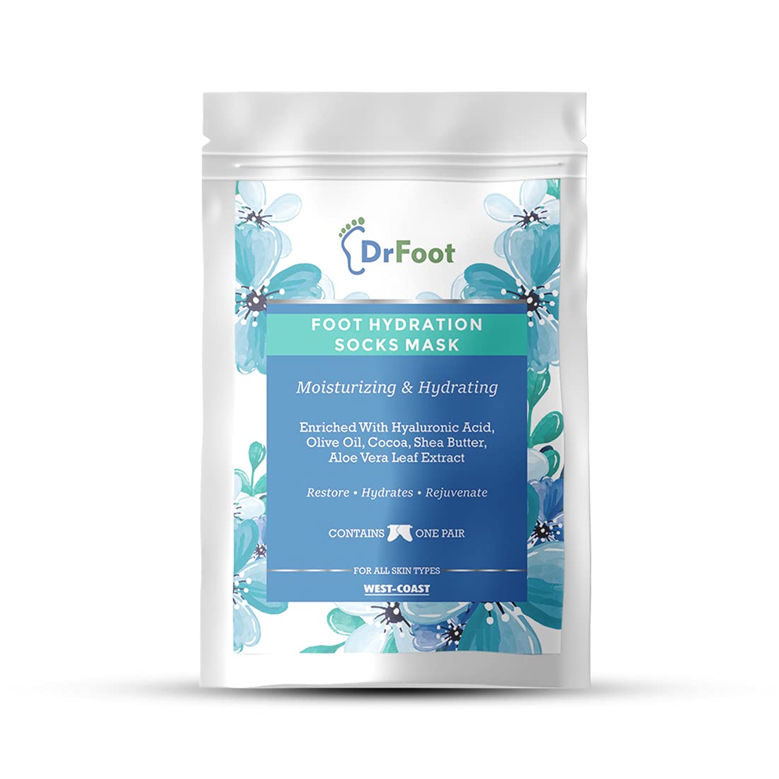 Dr Foot | Exfoliating Foot Peel Mask with Hyaluronic Acid, Shea Butter & Aloe Vera | Moisturizing Foot Socks for Cracked Heels & Dry Skin | At-Home Spa Treatment for Soft Smooth Feet | Pack of 1 | Perfect for Pedicures, Self-Care & Relaxation