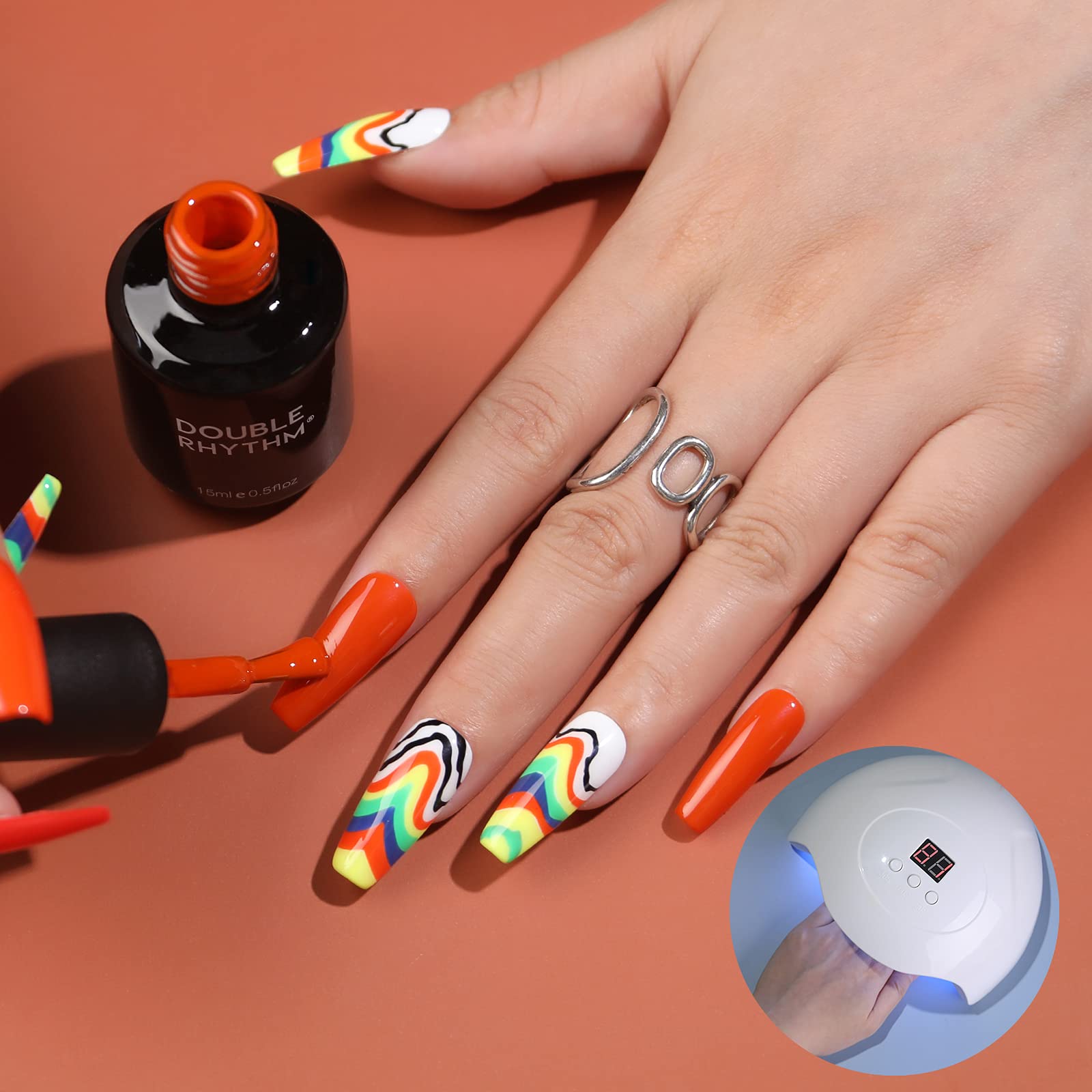 15ML Double Rhythm Gel Nail Polish - Light Pastel Dark Glitter Colors, Reflective Sparkle, Soak Off, Salon & DIY at Home (A1100-Tangerine) - Perfect for Manicures, Pedicures, Nail Art & Special Occasions