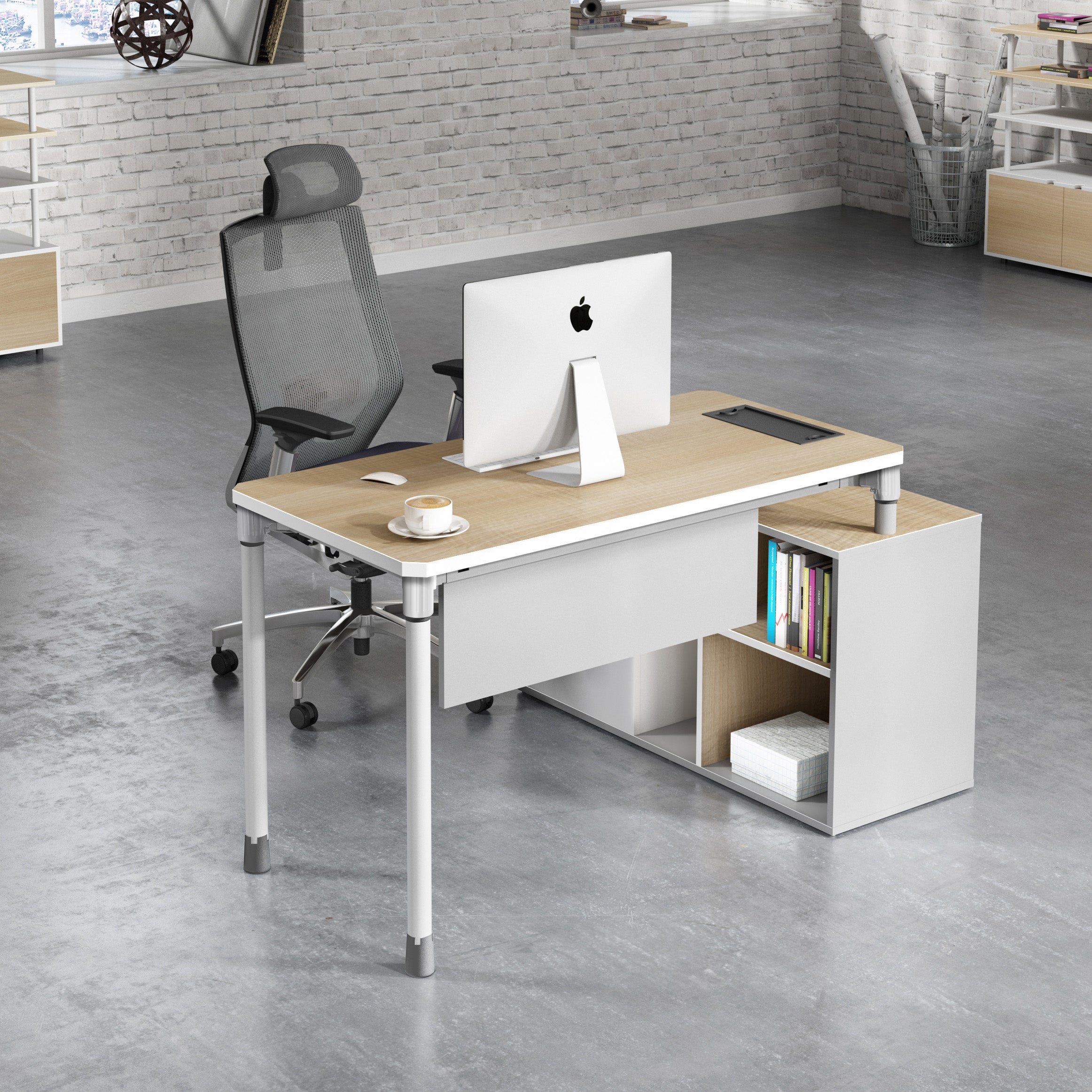 RAVEN SINGLE Workstation 160-180cm Adjustable Height Desk, Natural White Finish - Perfect for Home Office, Gaming Setup & Study Room