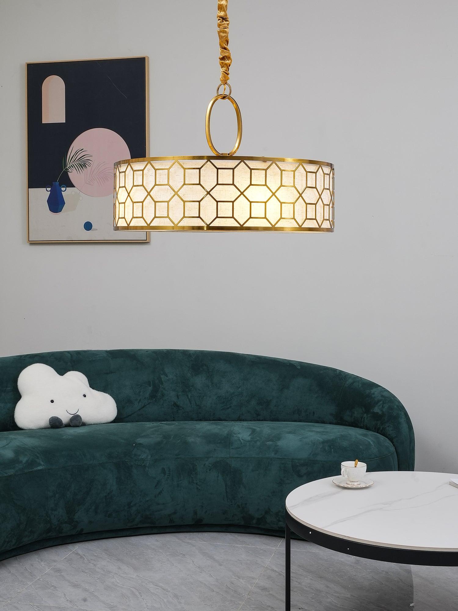 Allegretto Round Pendant Light Fixture - Modern Minimalist Ceiling Light for Living Room, Bedroom, Dining Room, and Kitchen | Dimmable LED Chandelier with Gold Finish