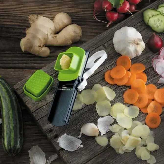 Kuhn Rikon Click and Slice Mandolin Peeler - Adjustable Vegetable Slicer for Kitchen - Perfect for Salad Prep, Potato Chips & Healthy Cooking