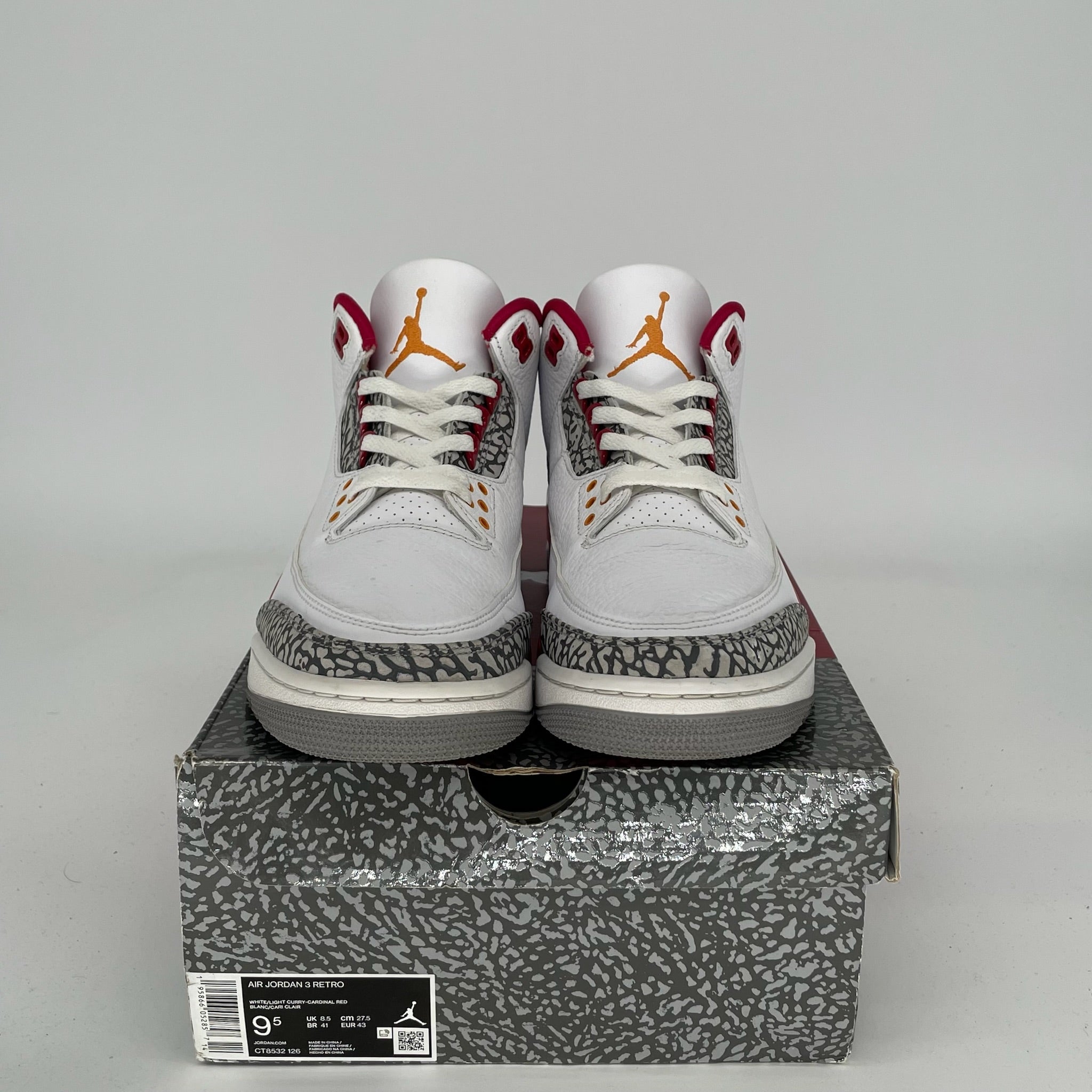 AIR JORDAN 3 CARDINAL RED Men's Basketball Shoes Size 9.5 - Style CT8532-126 | Retro Sneakers for Running, Gym & Streetwear Fashion