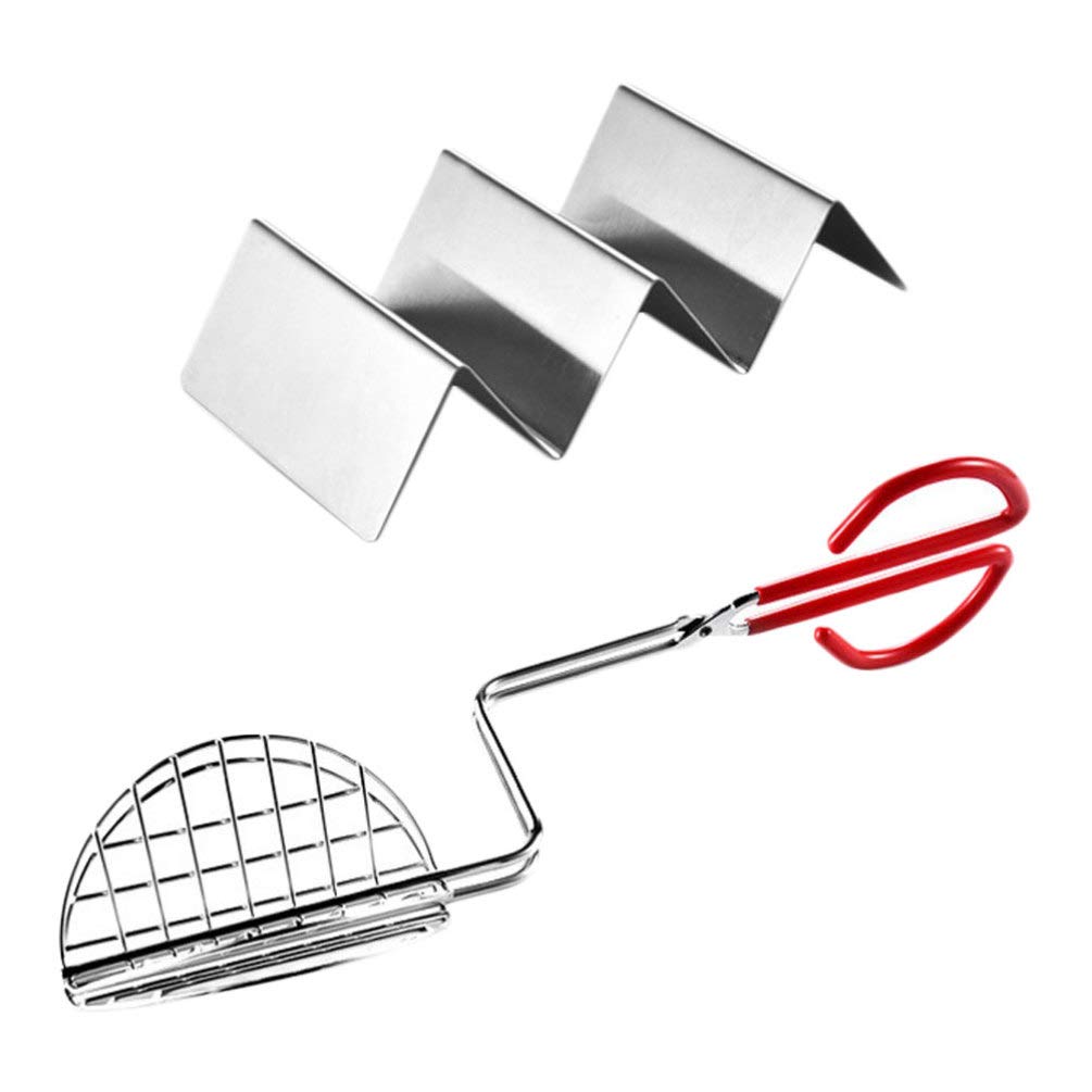 Happyyami Set of 2 Stainless Steel U-Shaped Taco Holders - Durable Taco Rack for Kitchen & Dining - Perfect for Taco Night, Parties & Mexican Food Lovers