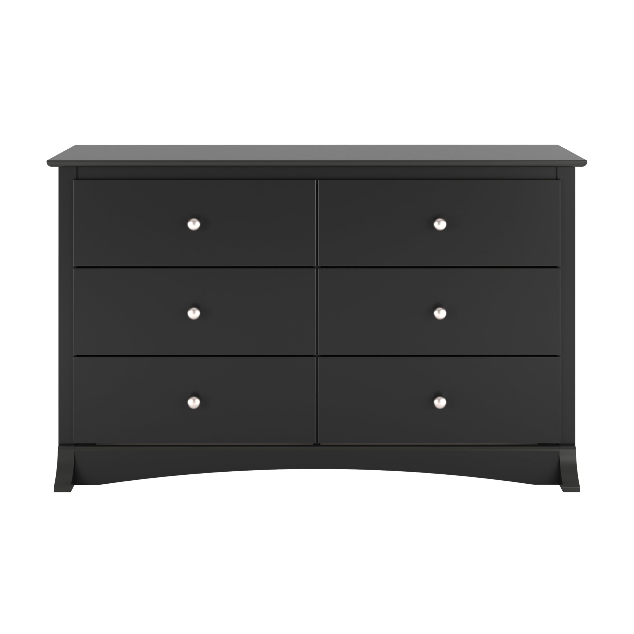 Prepac Sonoma Traditional 6-Drawer Dresser for Bedroom - Black Wooden Chest of Drawers 17.5