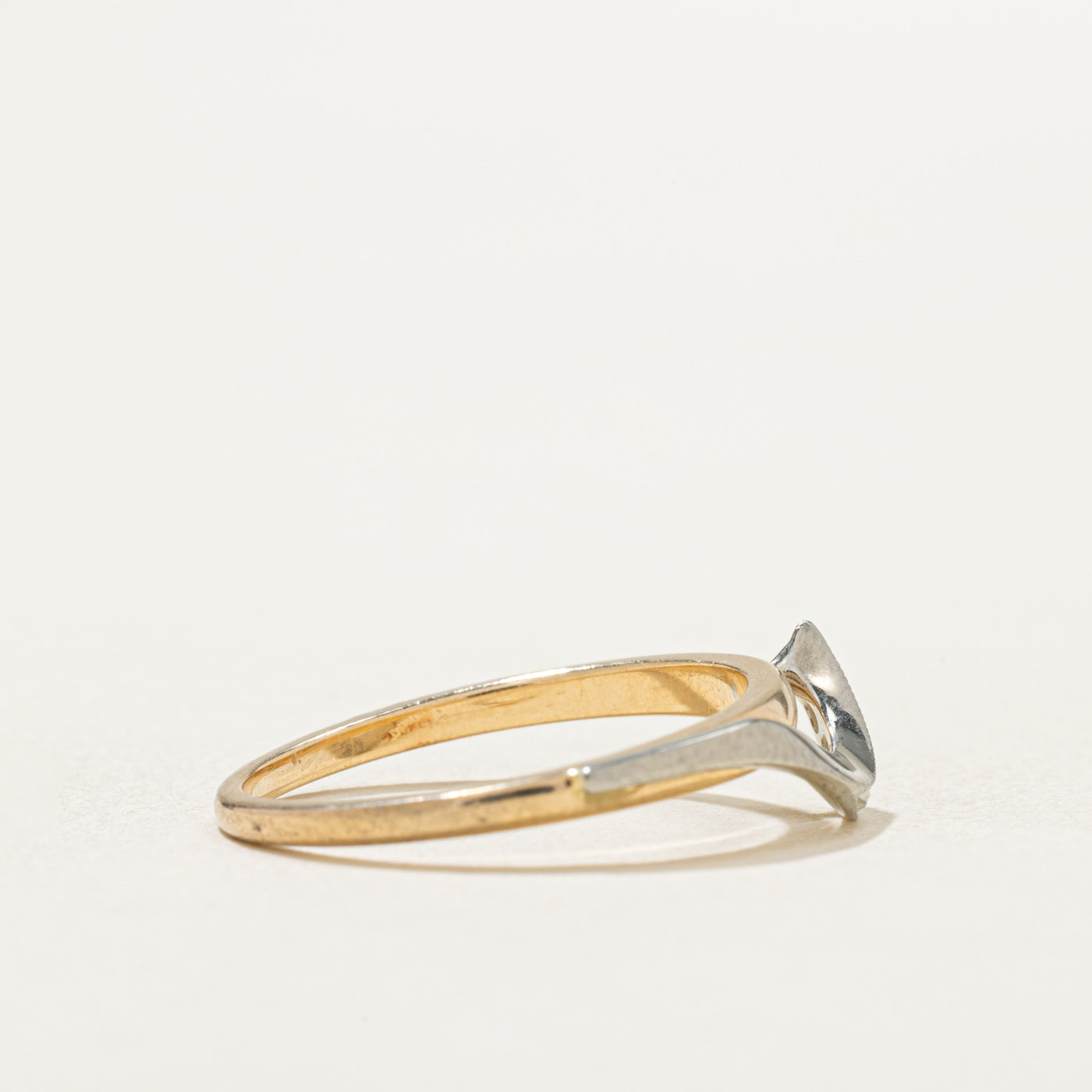 Two Tone Gold Diamond Crescent Ring - 0.02ctw Diamond Engagement Ring - Size 6.5 - Perfect for Wedding, Anniversary & Romantic Gifts