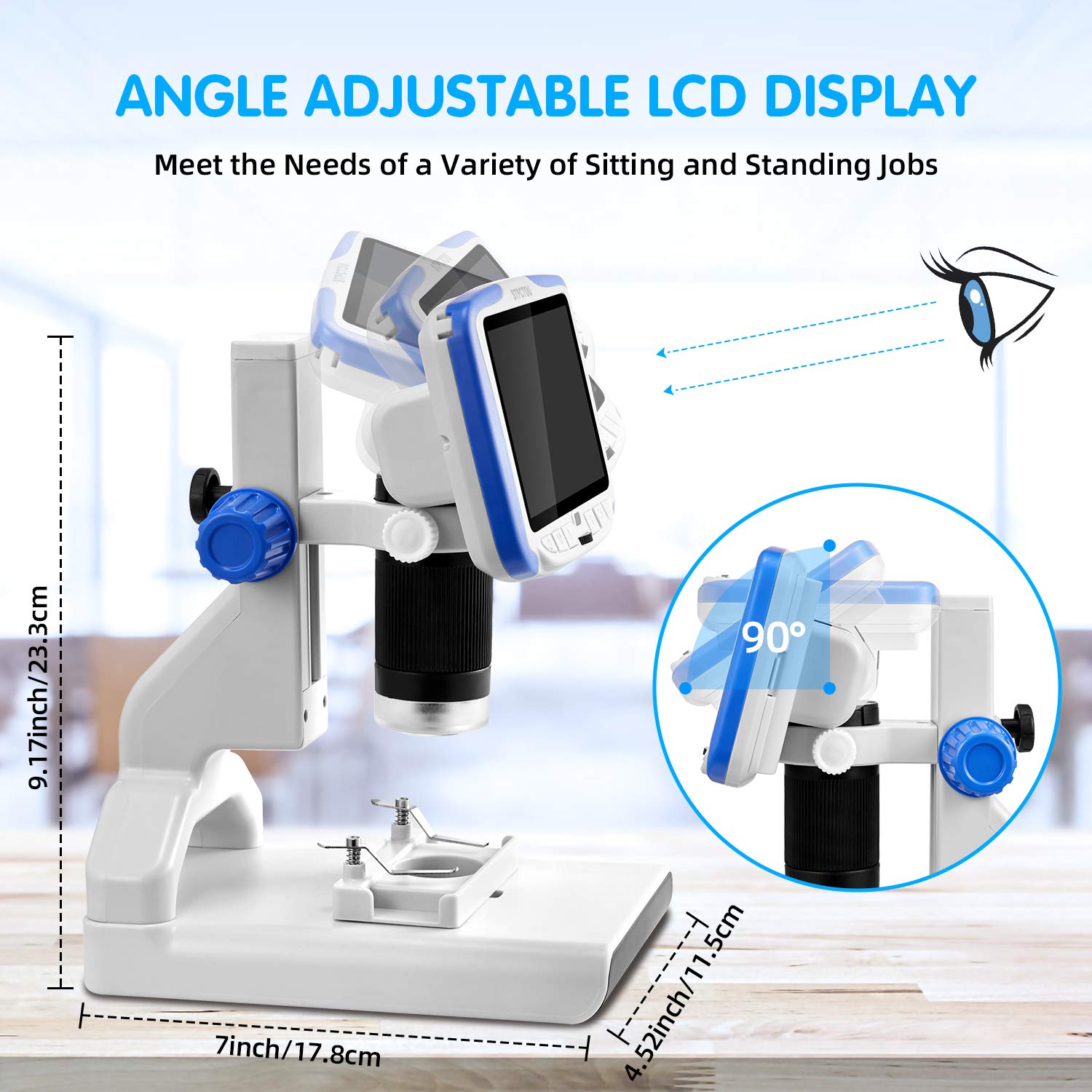 5 Inch FHD LCD Digital Microscope with 200X Magnification - USB Coin Microscope for Kids & Adults, 1920x1080 Video Recorder, Includes Base Light & Sample Slides - Perfect for Science Labs, Education, Coin Collecting & Hobby Exploration