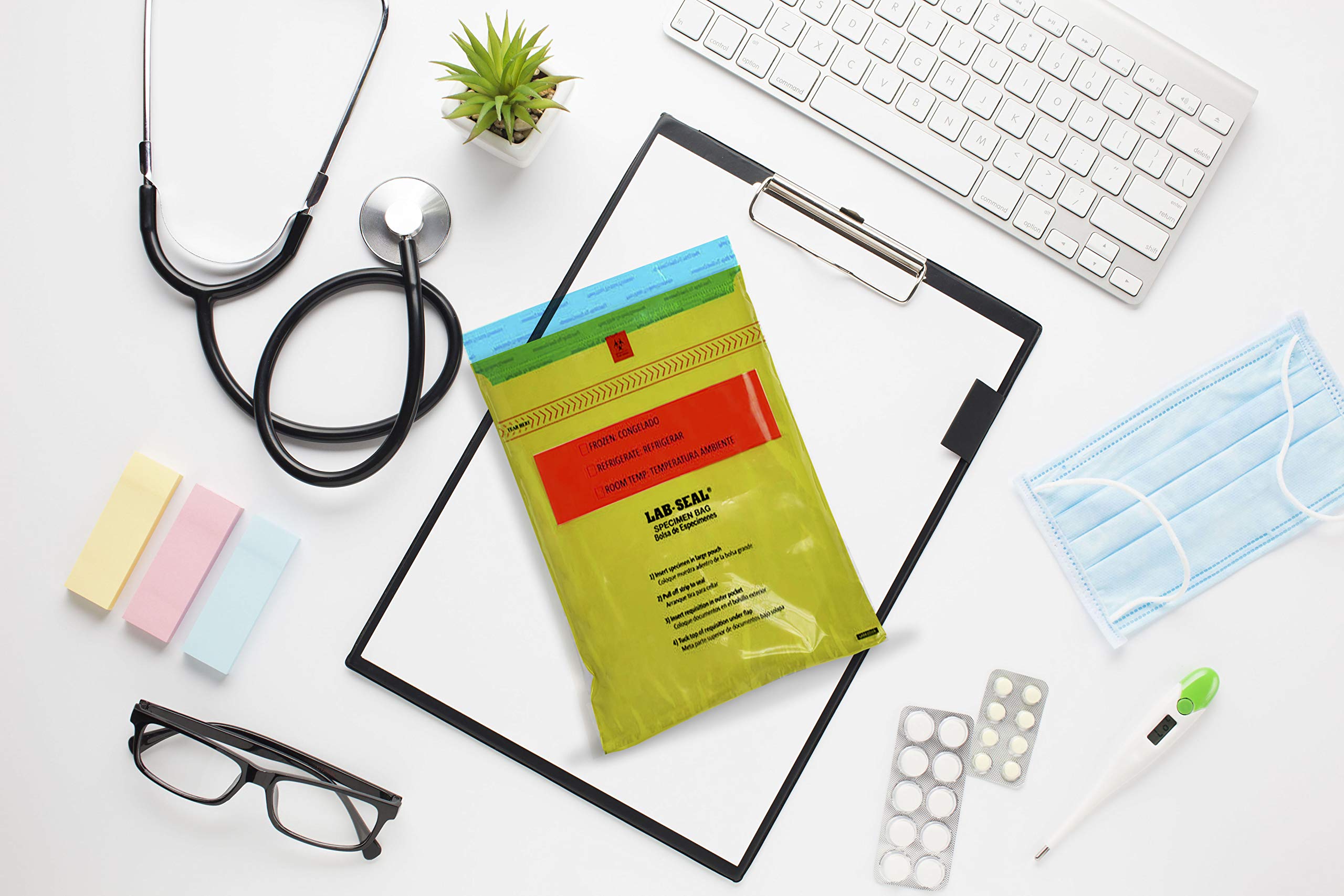 APQ 1000 Pack Tamper-Evident Specimen Bags 6x10 Inches, Yellow Polyethylene Bags with Pull Tab Adhesive Closure & Removable Biohazard Symbol (1.80 mil Thick) - Ideal for Medical Specimen Storage, Lab Testing, and Healthcare Safety Needs