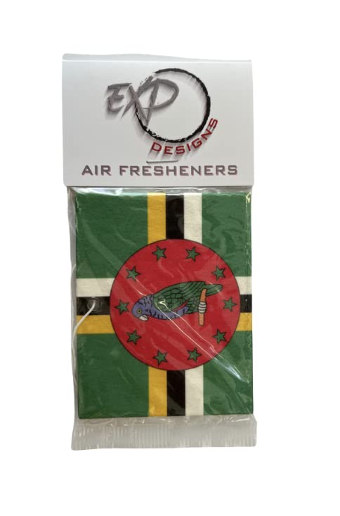 Dominica Flag Air Freshener for Car & Home - Caribbean Scented Car Accessories | Perfect for Travel Lovers & Island Decor