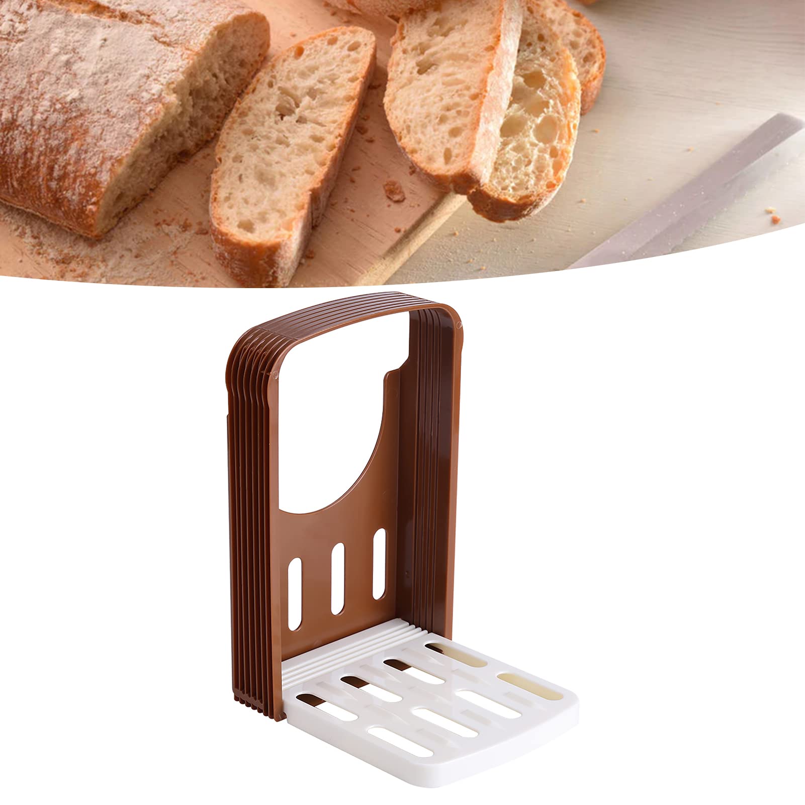 Adjustable Bread Slicer & Toast Cutting Guide - Foldable Compact Plastic Kitchen Tool with 4 Thickness Options for Perfect Sandwiches, Breakfast & Baking