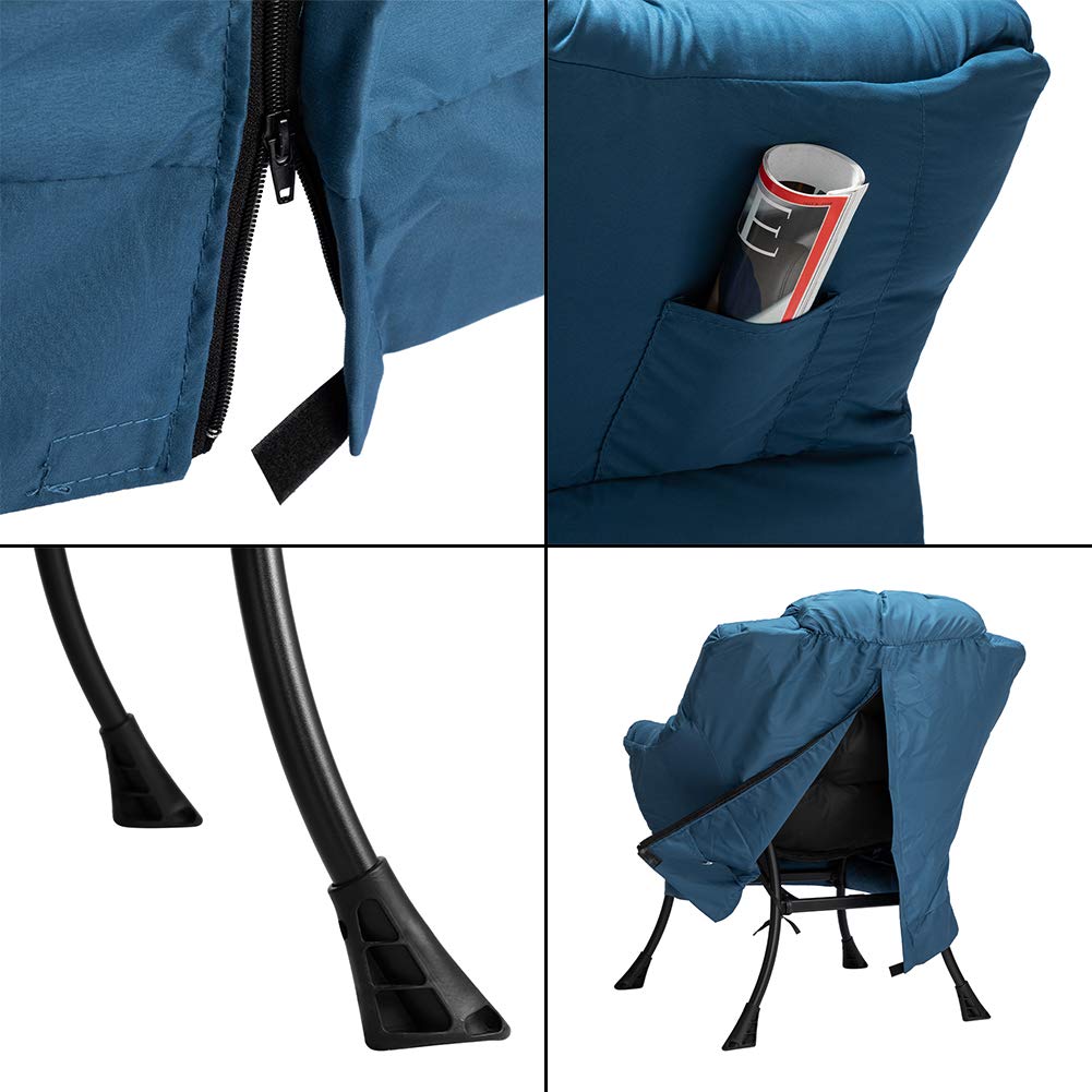 HollyHOME Modern Fabric Oversized Lounge Chair - Thick Padded Comfy Reading Chair with Armrests, Steel Frame Accent Chair for Living Room, Bedroom & Dorm - Navy Blue - Perfect for Relaxing, Reading & Napping in Style