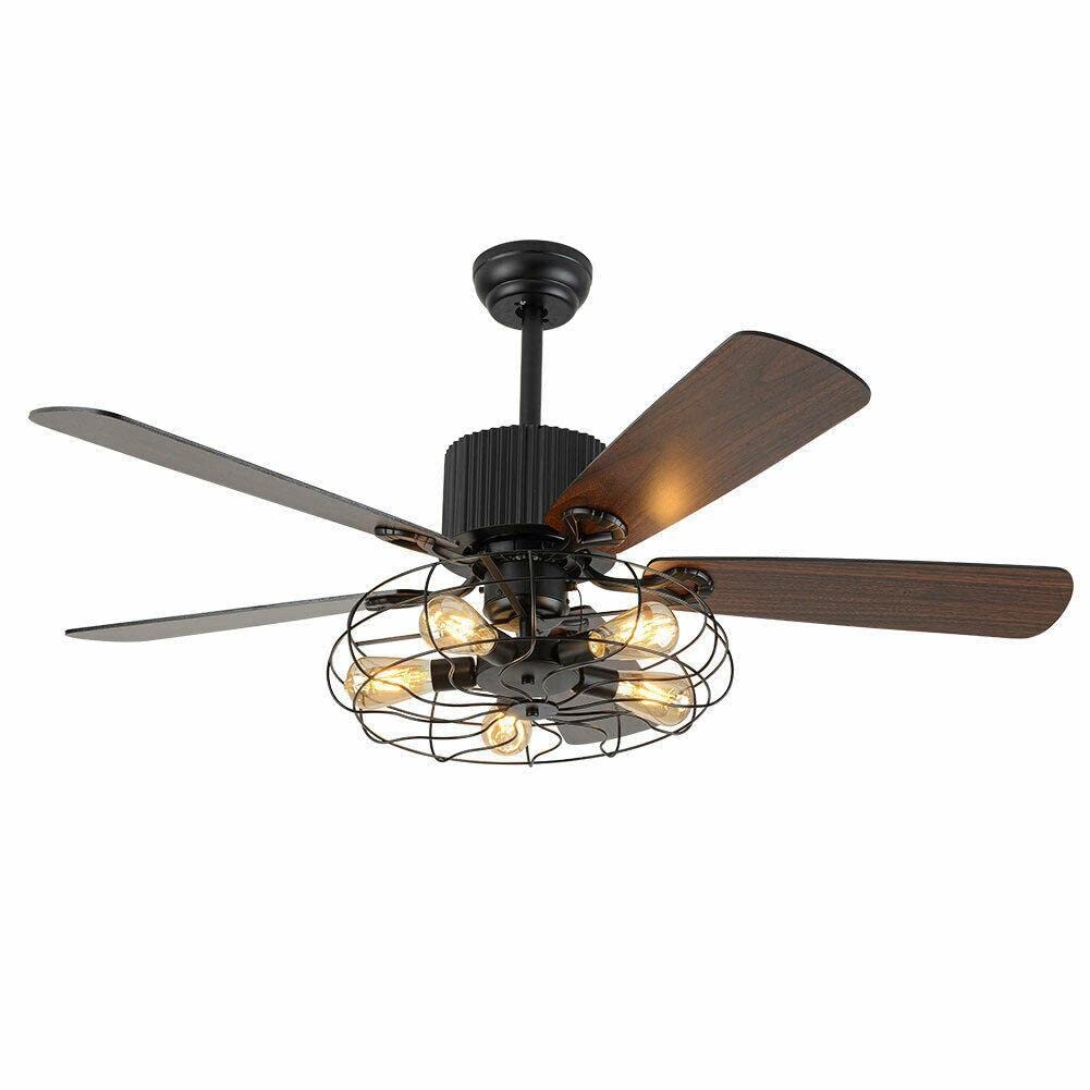 VioliytyC 52 Inch Ceiling Fan with LED Light and Remote Control - Modern Farmhouse Style Indoor/Outdoor Ceiling Fan for Living Room, Bedroom, Patio, and Porch - Energy Efficient Quiet Small Ceiling Fan with Rustic Home Decor Design