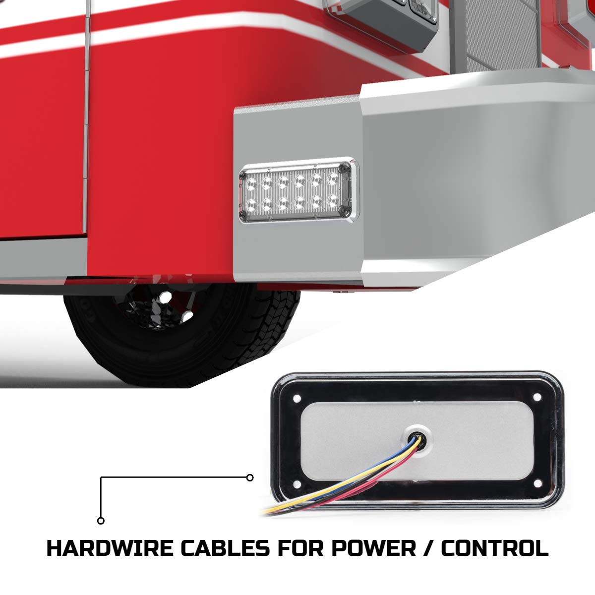 Alpha-Z 7x3 Ambulance LED Surface Mount Emergency Strobe Lights - Ultra Slim Fire Truck Warning Light (Clear Lens) for Emergency Vehicles & First Responders - Perfect for Ambulances, Fire Trucks, Police Cars & Roadside Safety