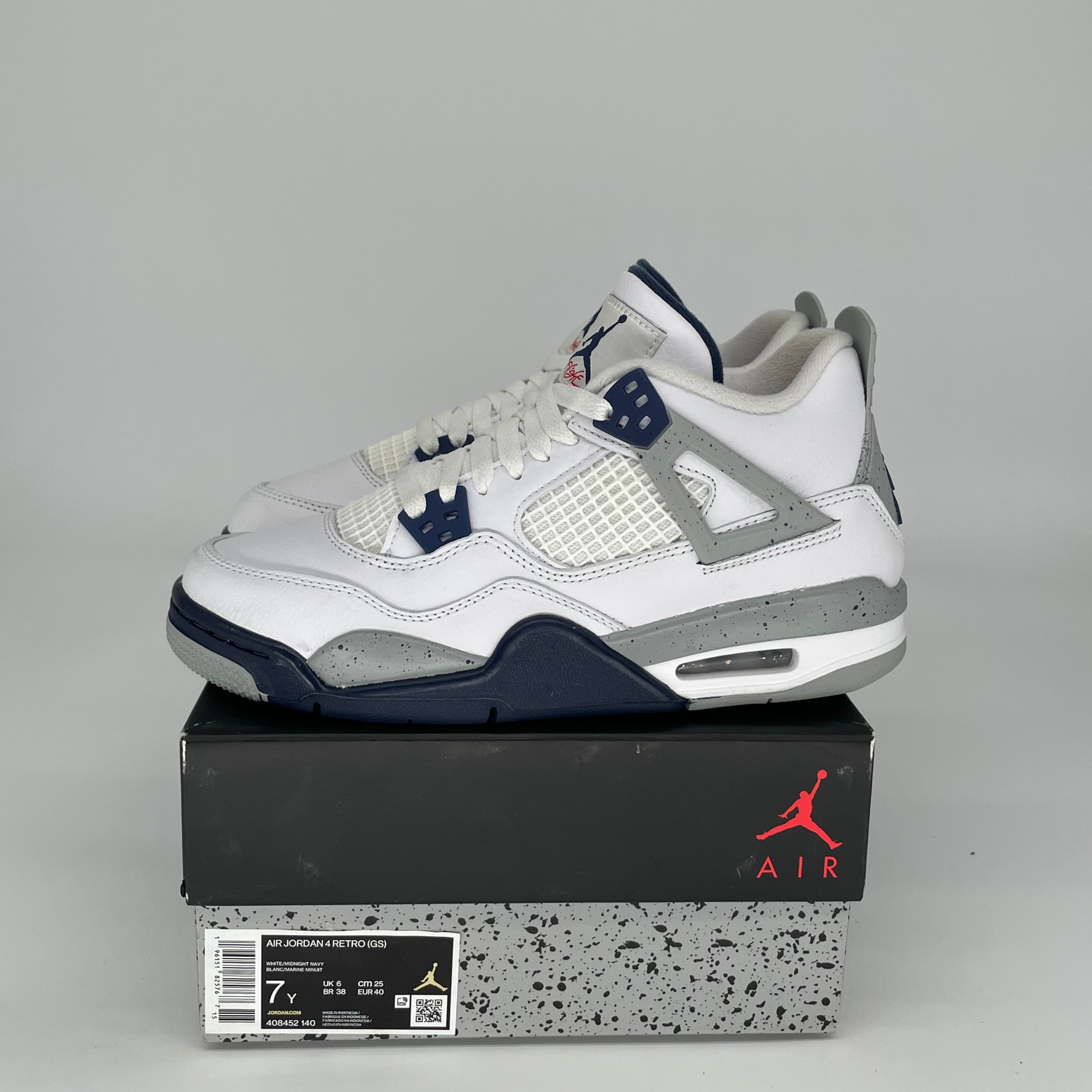 AIR JORDAN 4 MIDNIGHT NAVY Sneakers for Men & Women - Size 7Y (408452-140) - Perfect for Basketball, Casual Wear & Street Fashion