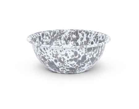 Vintage Enamelware Bowl - Grey Marble Design for Cereal, Salad, Soup & Desserts | Durable Porcelain-Coated Steel Serving Dish for Kitchen, Camping & Picnics
