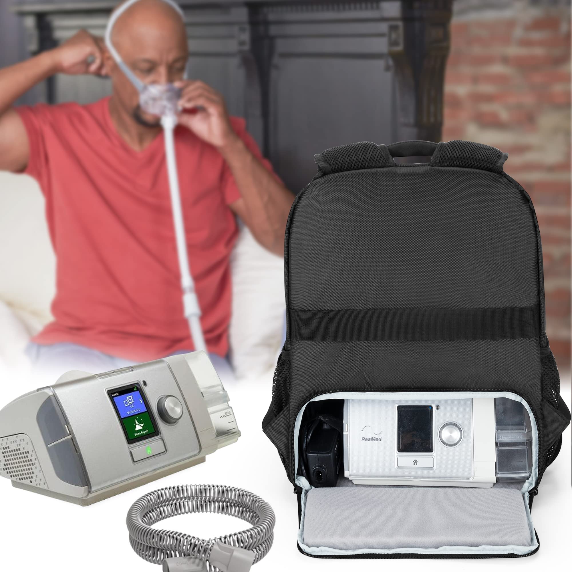 CURMIO CPAP Travel Backpack for ResMed & Philips - Black (Patented) - Perfect for Air Travel & Camping