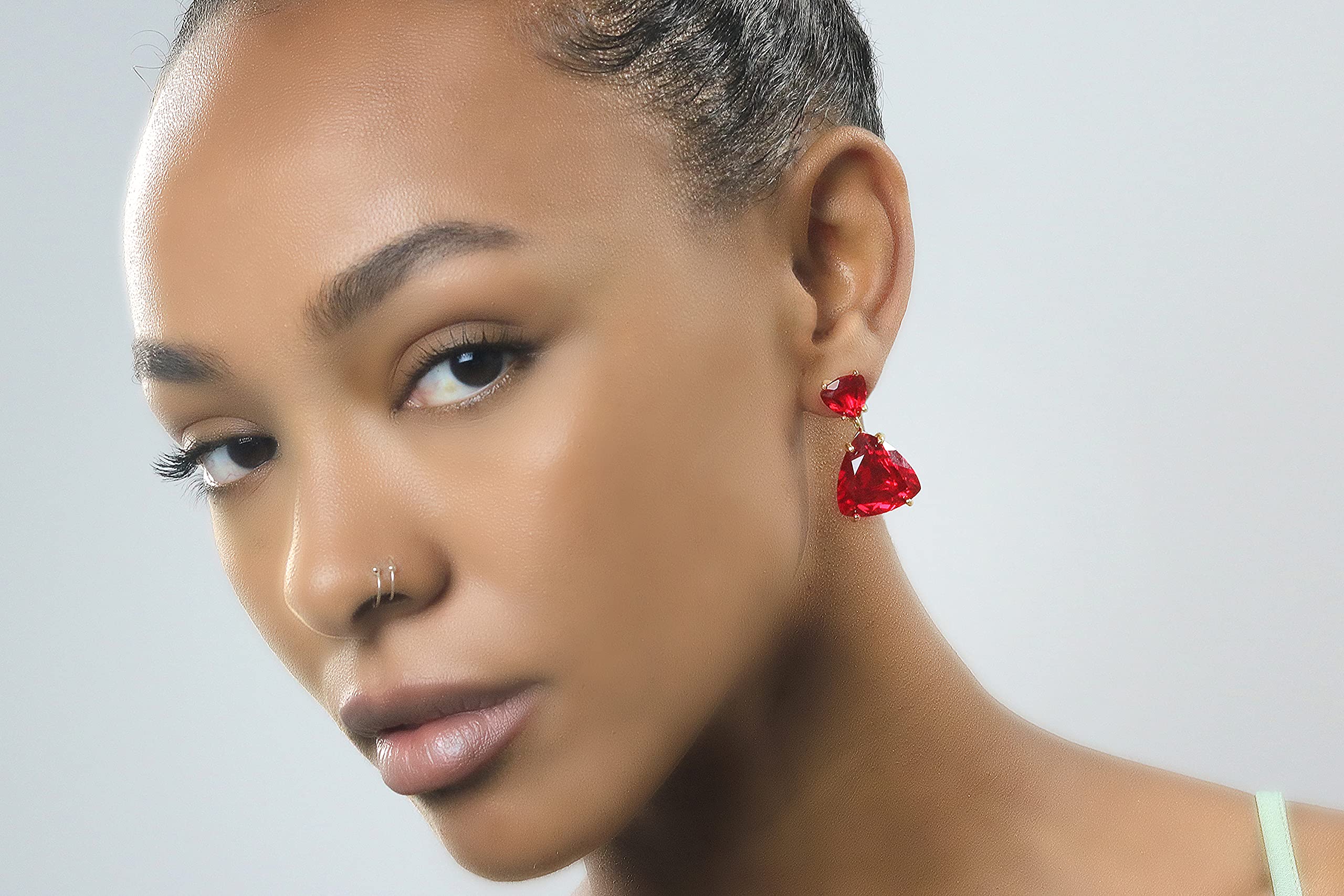 Anemone Ruby Earrings - Handmade Sterling Silver Statement Earrings for Women | Customizable Birthstone Jewelry | Wedding, Bridal & Gift Jewelry | Perfect for Special Occasions, Date Nights & Formal Events