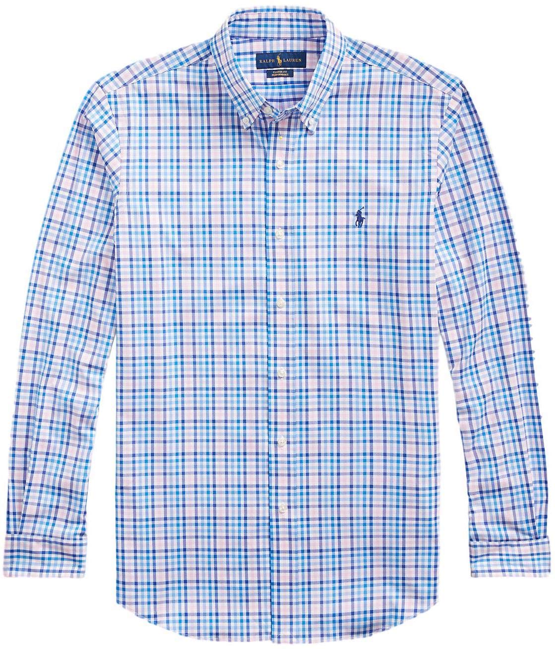 Ralph Lauren Men's Classic Fit Solid Poplin Polo Shirt - Lightweight, Breathable Cotton, Casual & Business Wear (Large, Multi Pink Blue) | Perfect for Office, Golf, and Summer Outings