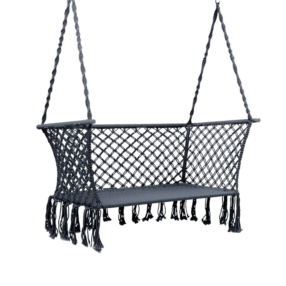 Portable 2-Person Grey Hammock Chair for Outdoor Camping, Backyard Relaxation & Travel - Lightweight & Easy to Hang
