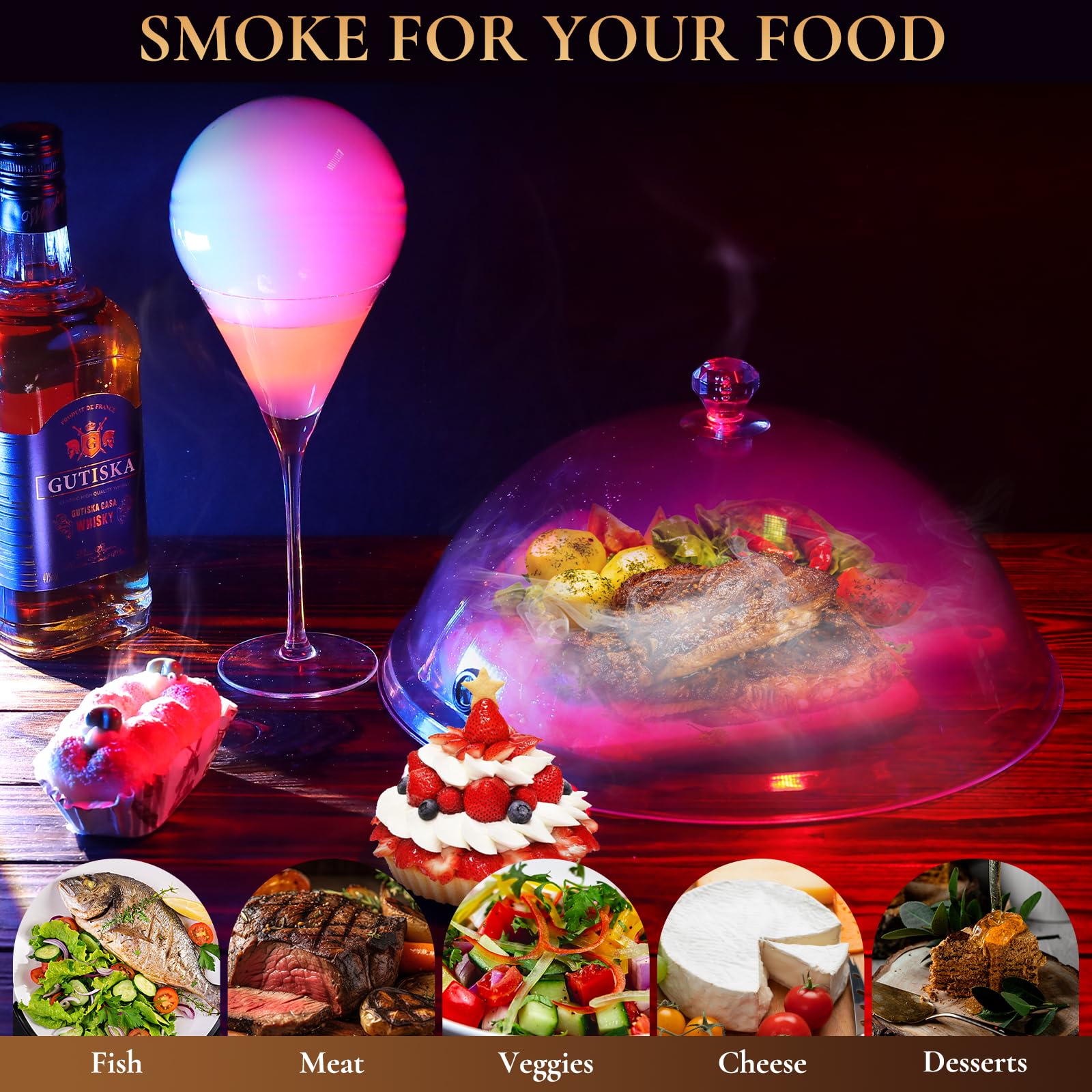 Premium Smoke Gun & Edible Bubble Maker Kit with Aromas - Enhance Cocktails & Food Flavors for Bars, Home Parties & Culinary Presentations