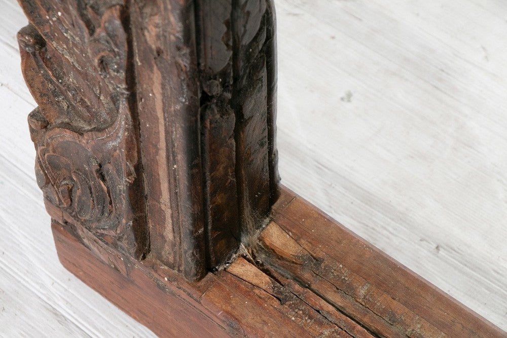 Hand Carved Indian Arched Window Frame Mirror - Brown Wooden Wall Decor for Living Room, Bedroom & Entryway - Boho Home Decor & Unique Gift Idea