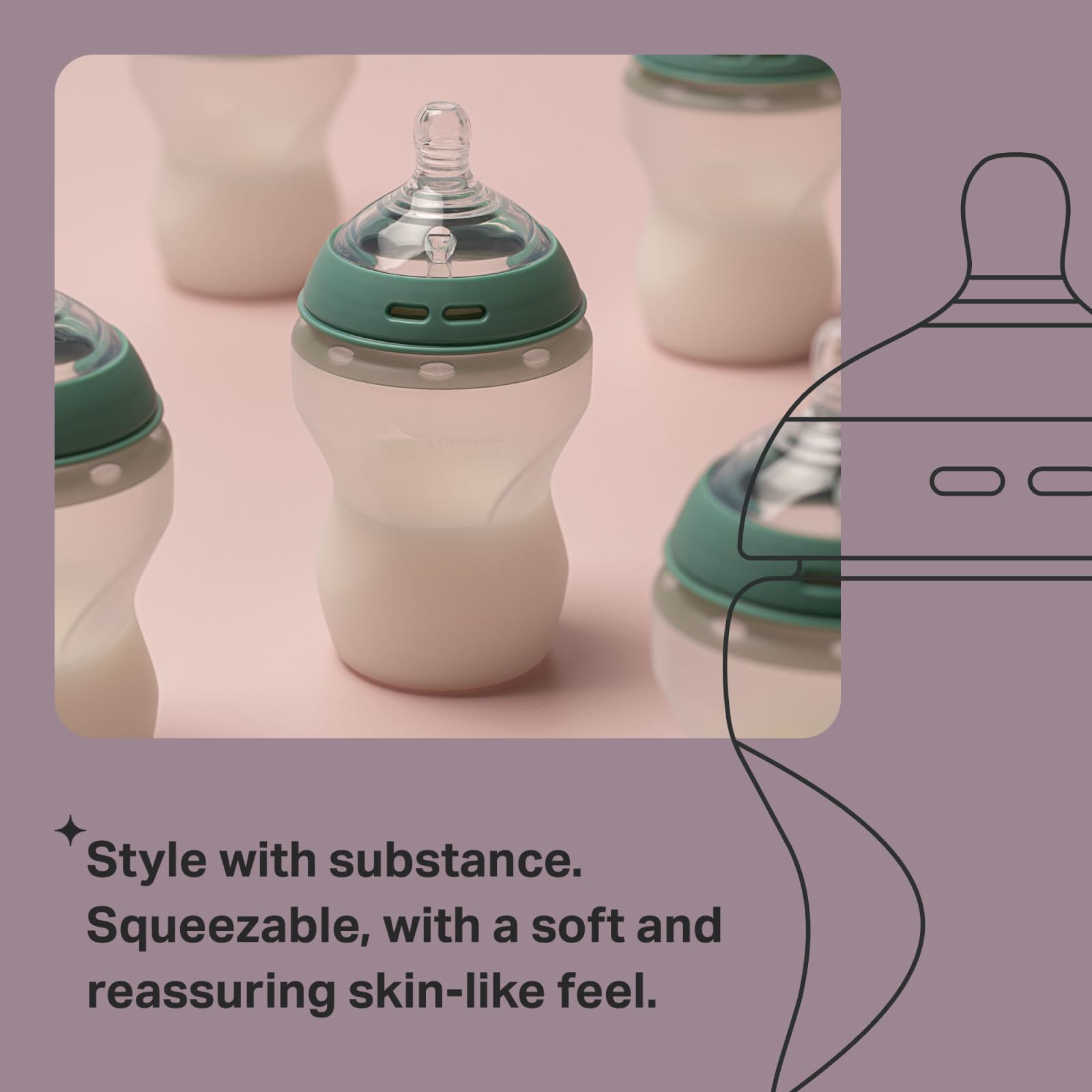 Tommee Tippee Natural Start Anti-Colic Baby Bottles 9oz (2 Pack) - Slow Flow Breast-Like Silicone Nipple, Self-Sterilizing, for Newborns 0m+ (Pink & Purple) - Perfect for Breastfeeding Transition & On-the-Go Feeding