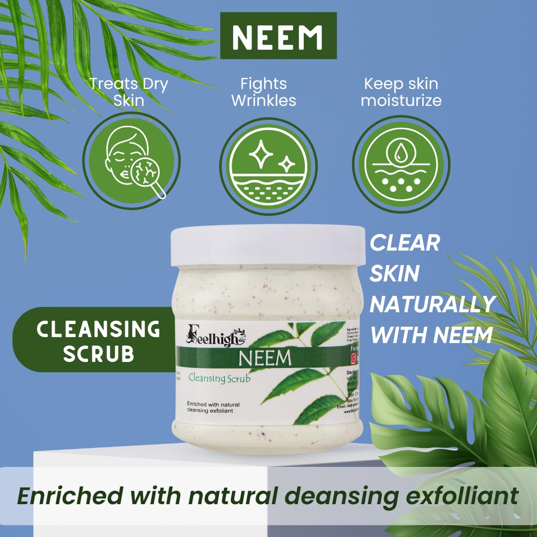 Neem & Gold Face & Body Scrub for Deep Cleansing & Skin Brightening - 500ml Natural Exfoliator with Neem Extract for Men & Women | Daily Skincare & Spa Treatment