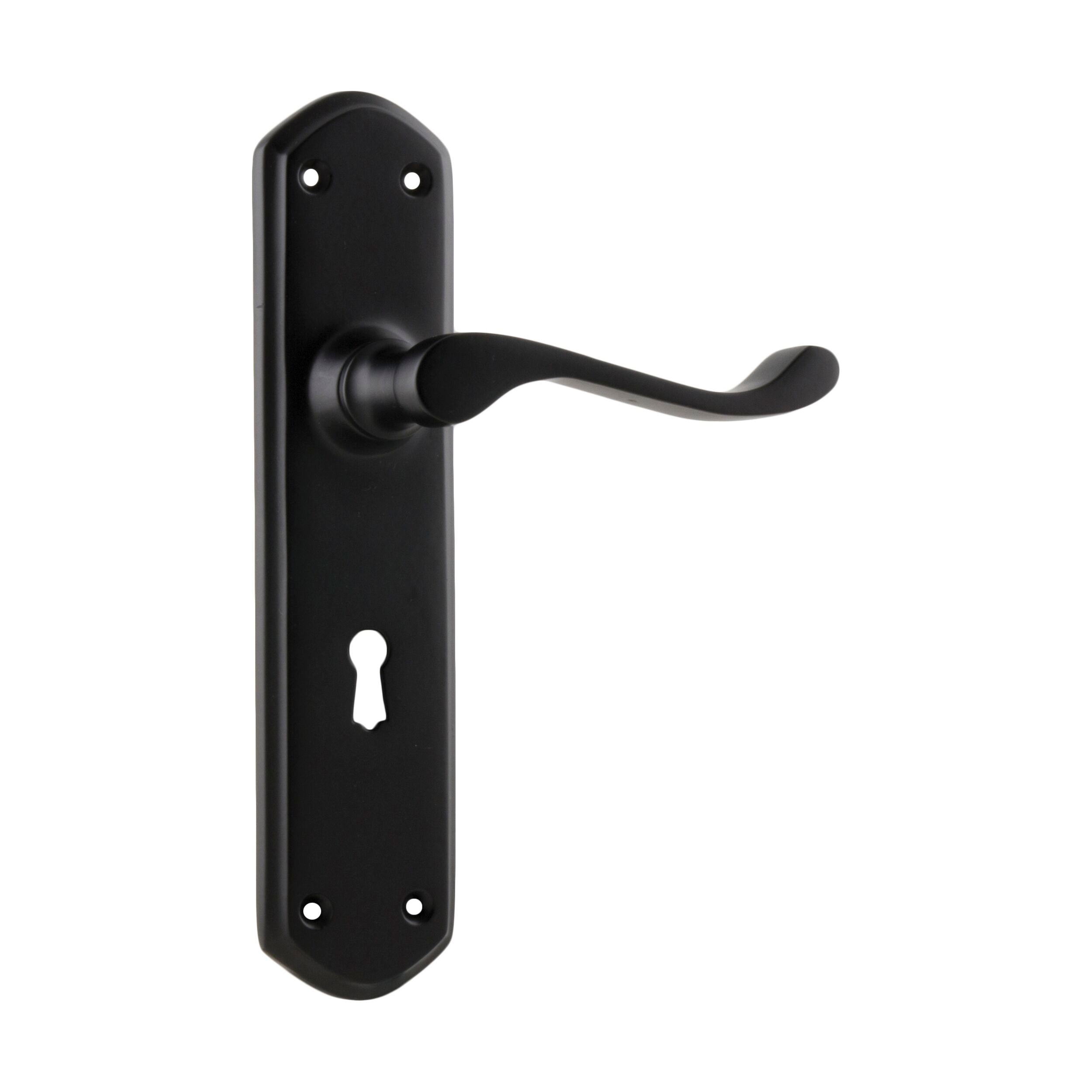 1928 Windsor Door Lever Lock Set - Matte Black Finish - H200xP60xW45mm - Perfect for Bedroom, Bathroom & Interior Doors