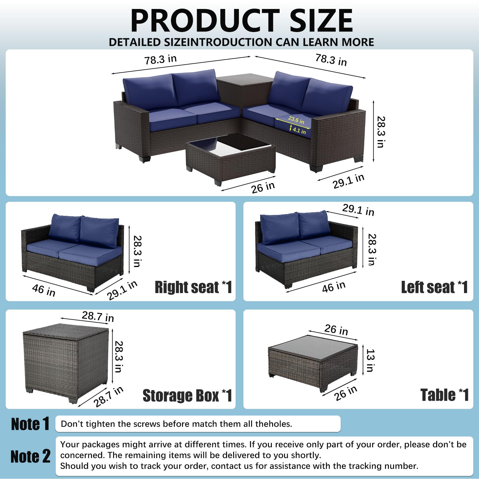 Outdoor PE Rattan 4-Piece Wicker Sectional Sofa Set with Storage Box & Glass Table - Patio Furniture for Garden, Poolside & Backyard Relaxation