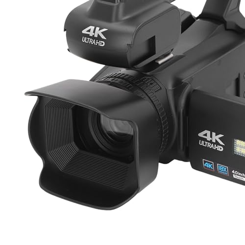 4K Vlogging Camera with 64MP & 18x Digital Zoom - WiFi Night Vision Camcorder with 4-inch Touch Screen, Microphone, Remote Control & Fill Light - Perfect for YouTube, Travel Videos, Live Streaming & Low Light Recording
