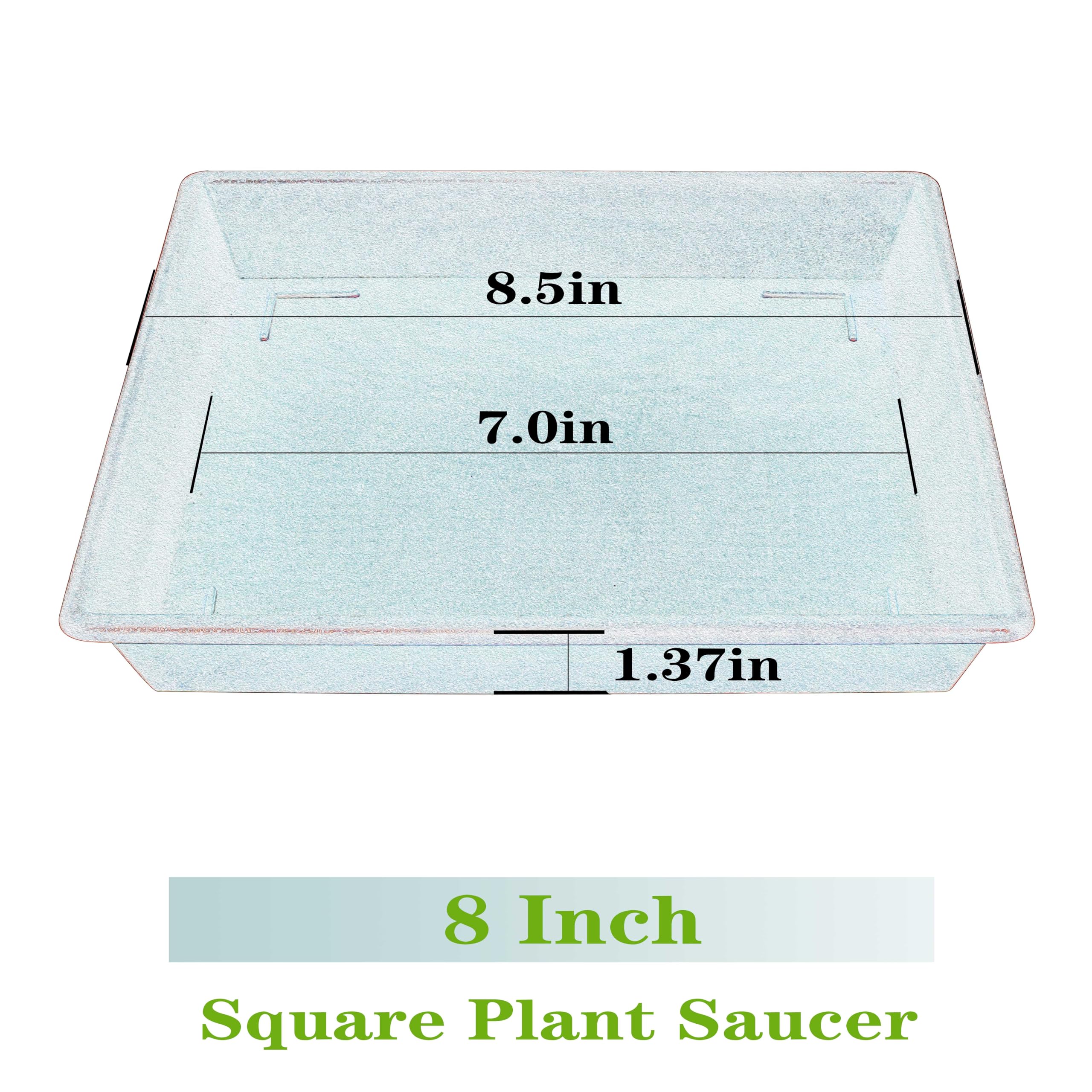 8 Inch Square Plant Saucer (2 Pack) - Heavy Duty Plastic Plant Trays for Pots Indoor & Outdoor Use - No Holes Flower Pot Drip Catcher - Perfect for Houseplants, Balcony Gardens & Patio Decor