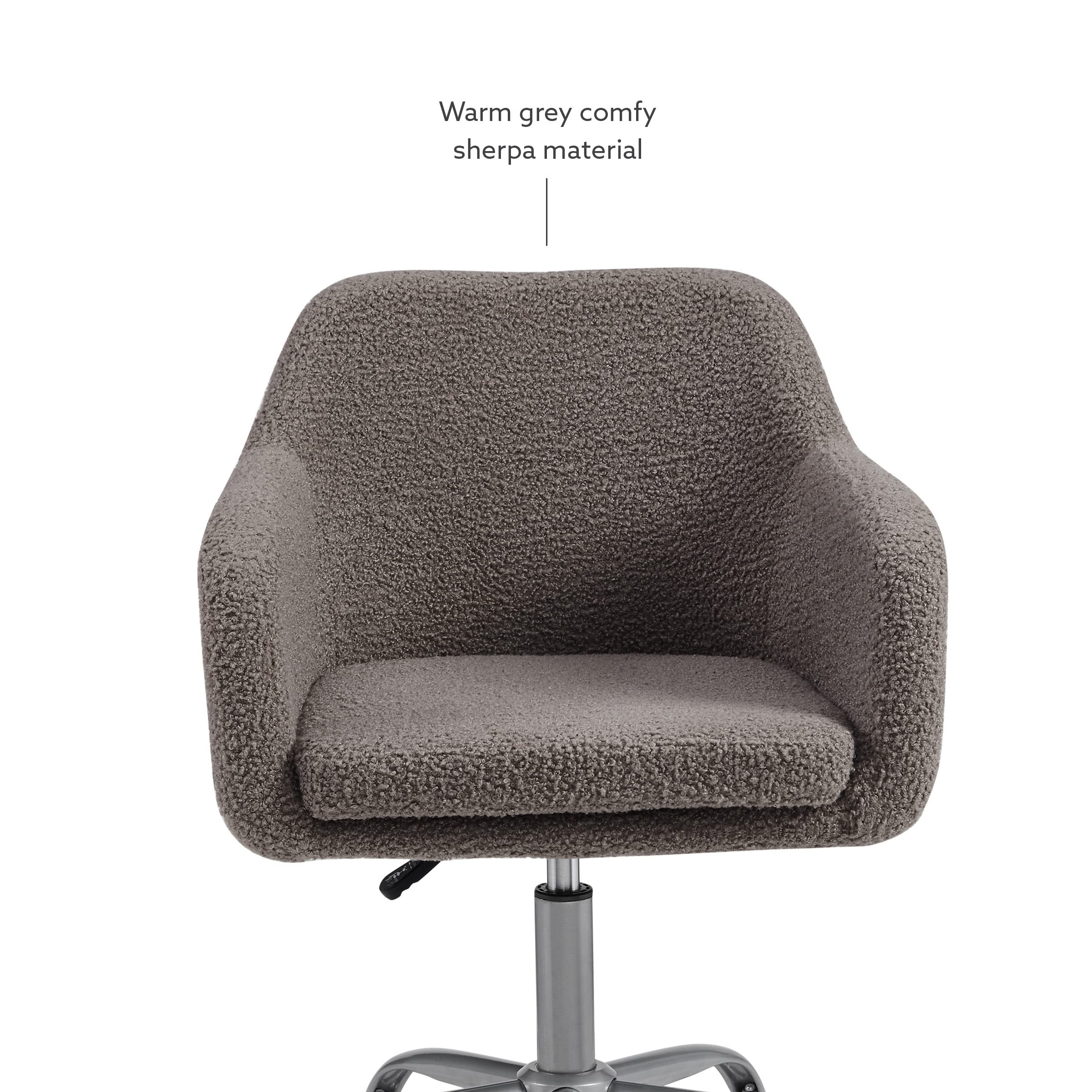 Linon Grey Upholstered Adjustable Brooklyn Office Chair - Ergonomic Desk Chair with Lumbar Support for Home & Office Workspace, Gaming, and Study