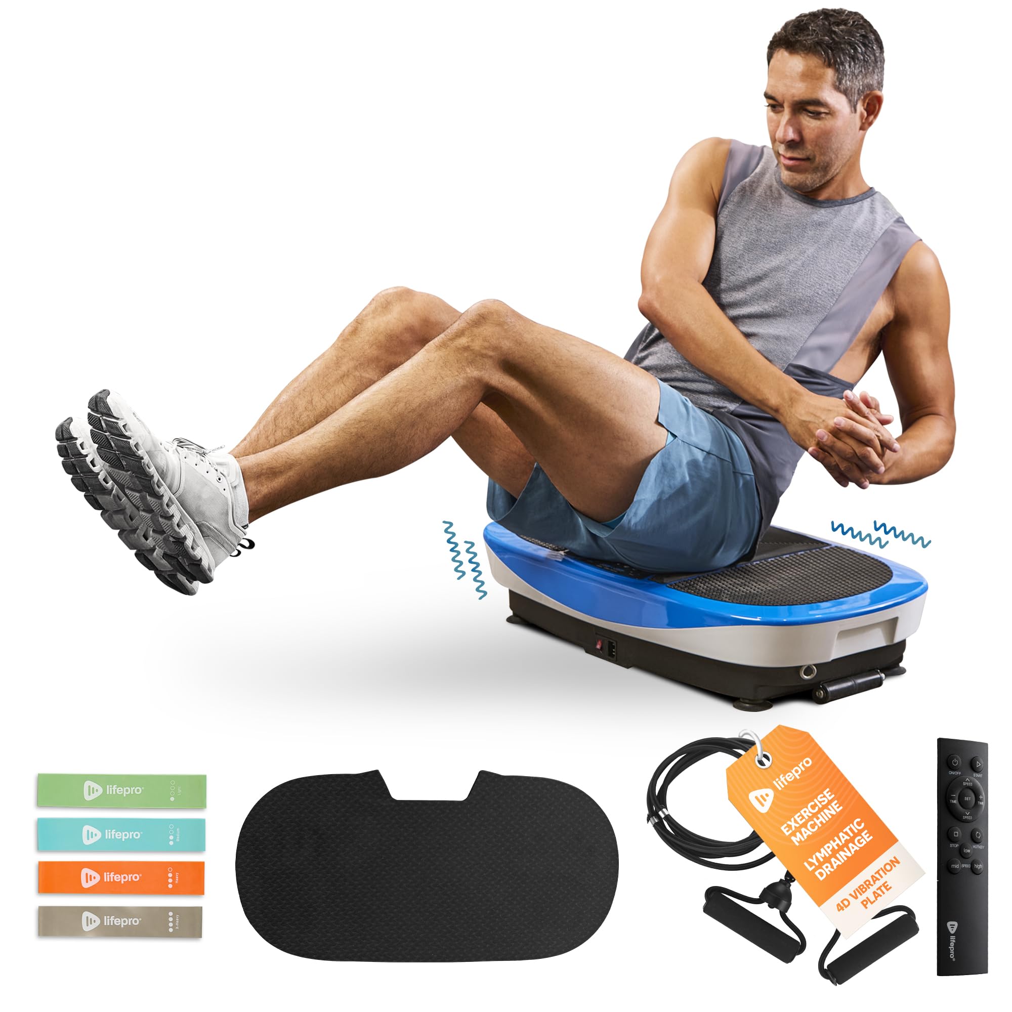 Lifepro Rumblex Max 4D Vibration Plate Exercise Machine with Resistance Bands - Home Fitness Equipment for Full Body Workout, Muscle Toning, Strength Training & Recovery - Perfect for Home Gym, Weight Loss & Physical Therapy