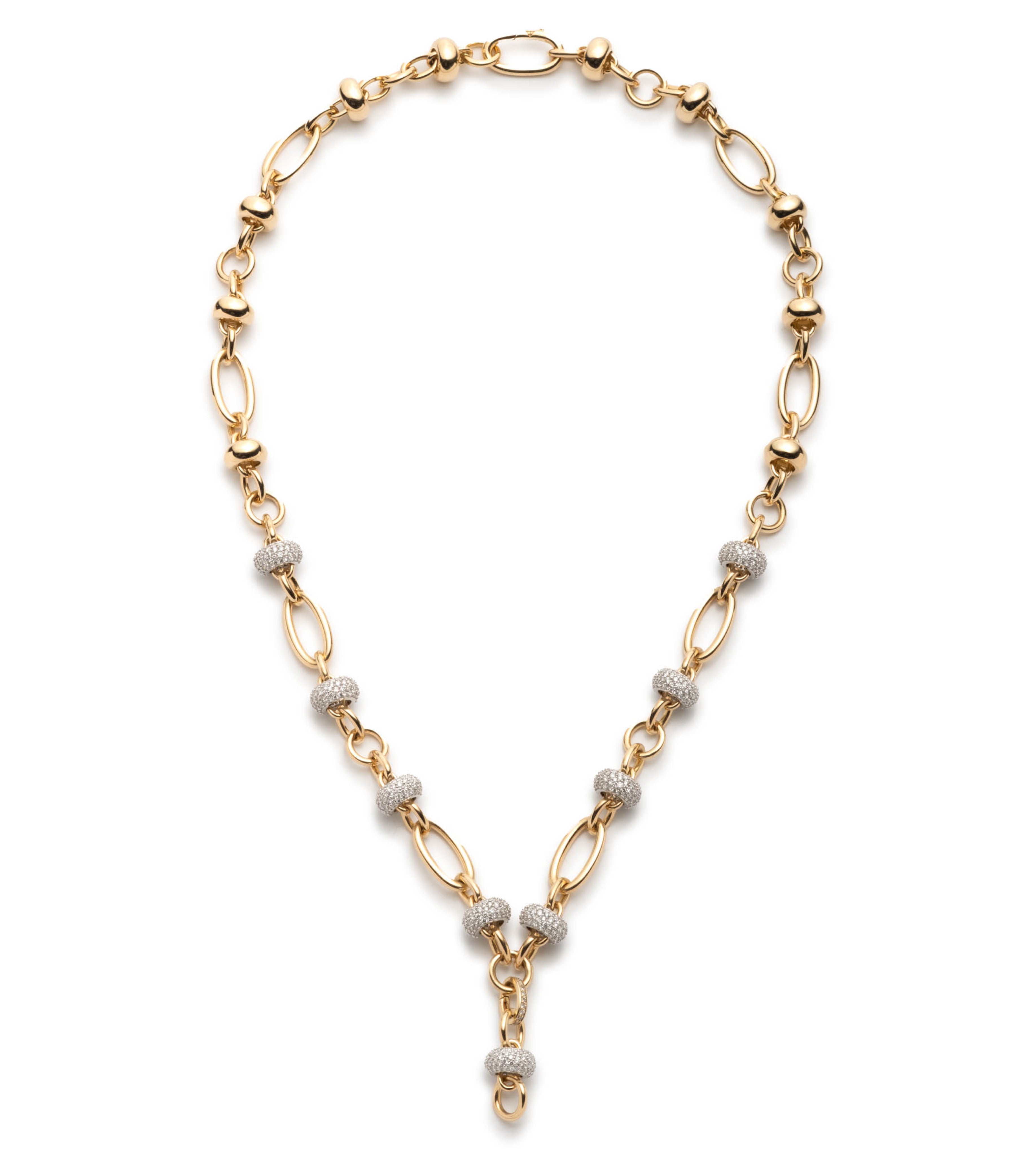 Yellow Gold Orbit Extension Chain with Pave Diamonds - Elegant Adjustable Necklace for Layering & Special Occasions