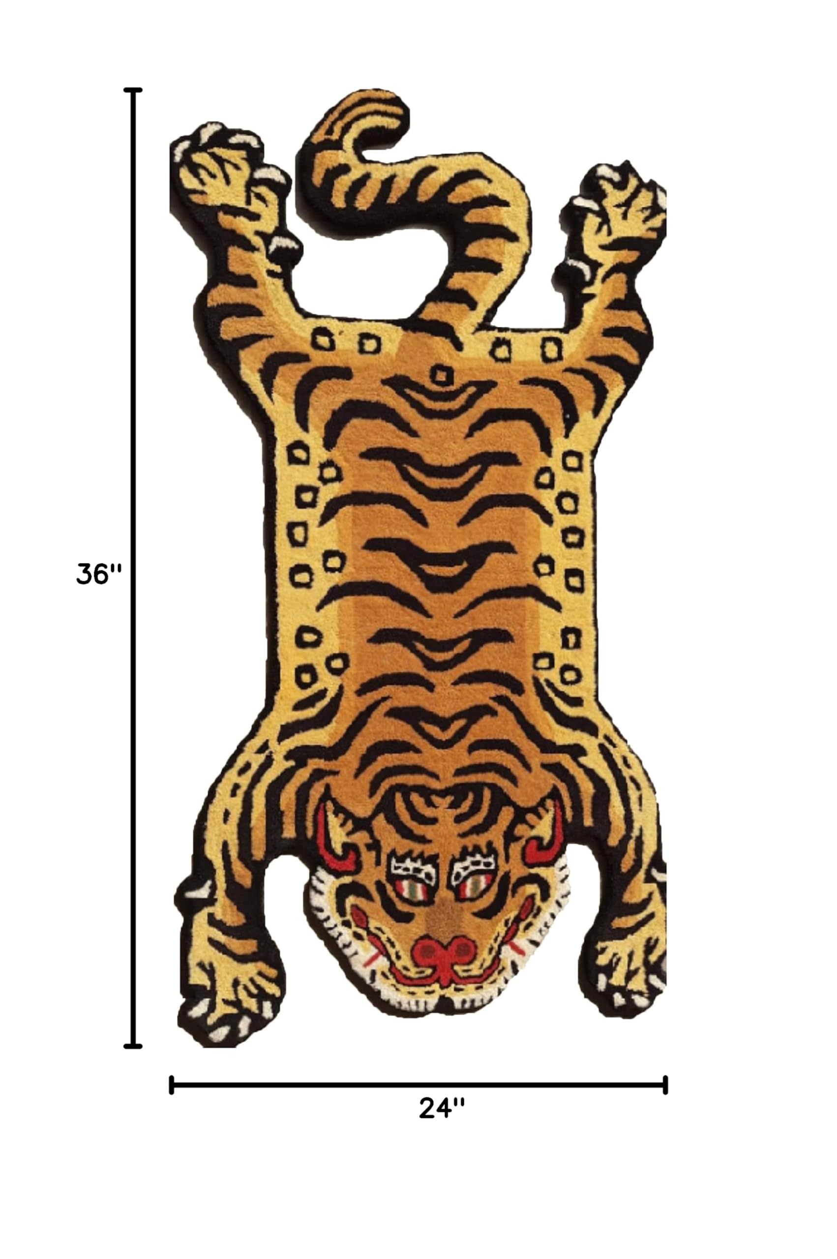 AFTAB Collection Tibetan Tiger Print Area Rug - 3x5 Feet Non-Slip Living Room Rug, Bedroom Carpet, Wall Hanging Decor in Black Gold - Perfect for Boho Home Decor, Yoga Space & Gift Giving