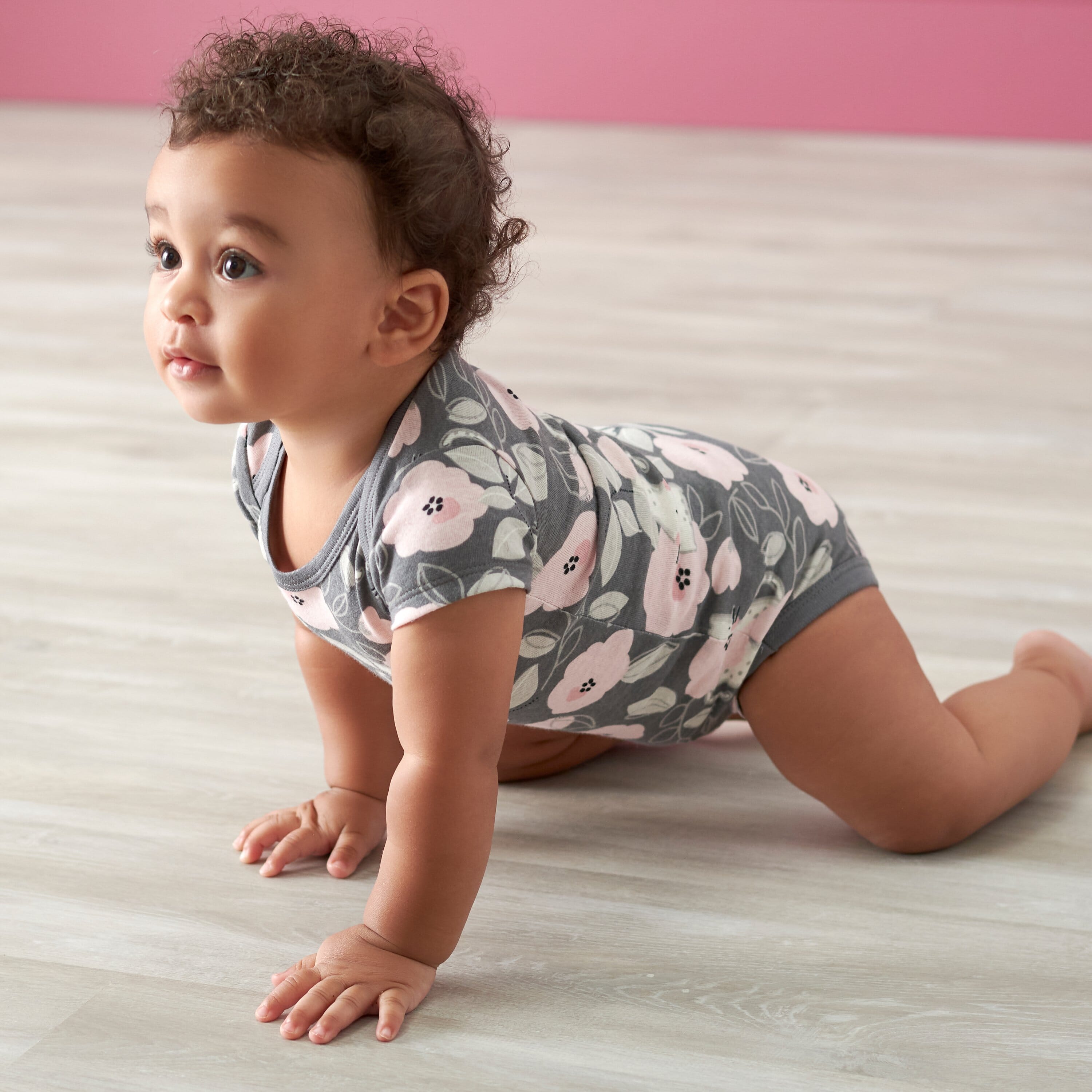 3 Pack Baby Girls Comfy Stretch Floral Leopard Print Short Sleeve Bodysuits - Soft Cotton Onesies for Newborn & Infant - Perfect for Playtime, Daycare & Family Outings