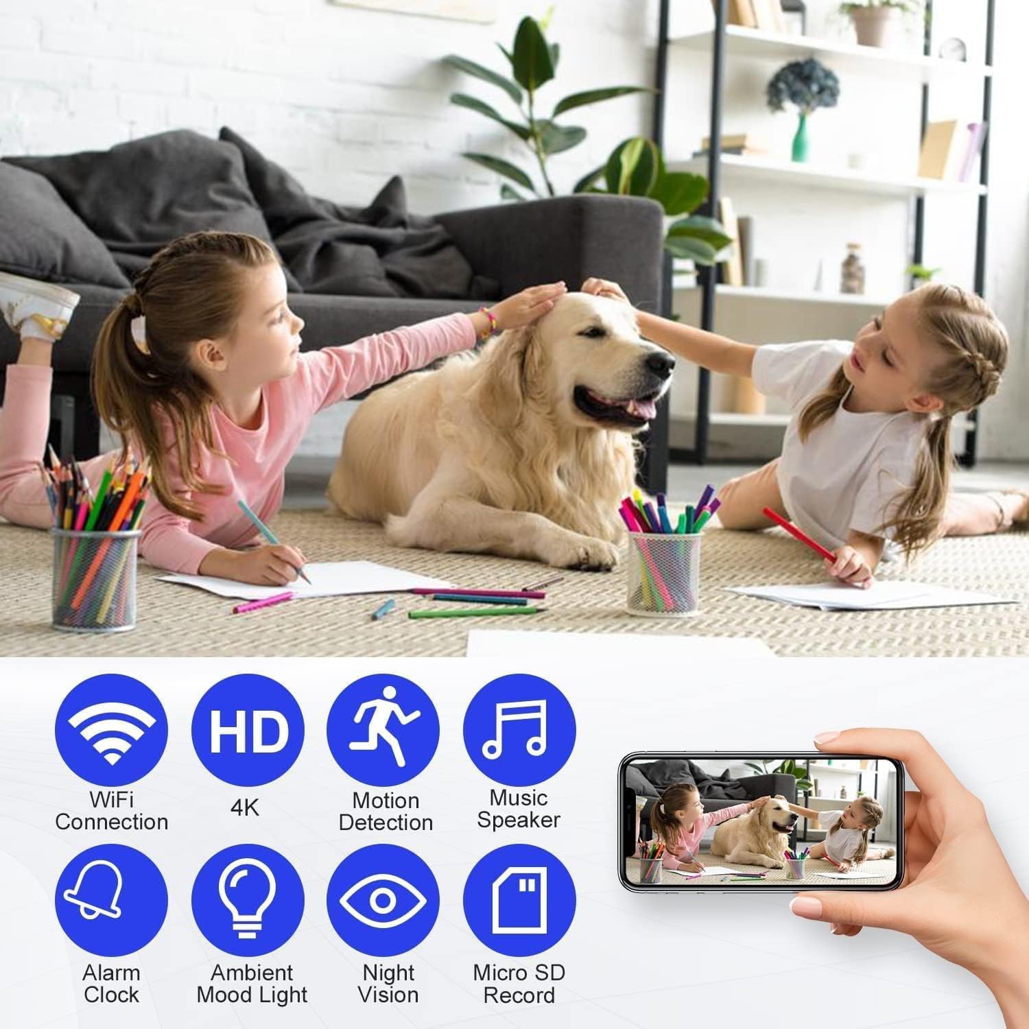 GZYHDC Hidden Spy Camera Alarm Clock - 1080P HD Wireless WiFi Nanny Cam with Motion Detection & Night Vision | Bluetooth Speaker for Home Security, Office Surveillance | Perfect for Baby Monitoring, Elderly Care & Property Protection