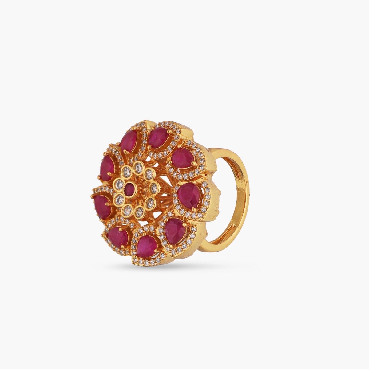Zia Floral CZ Cocktail Ring for Women - Elegant Cubic Zirconia Statement Ring for Parties, Weddings & Evening Events