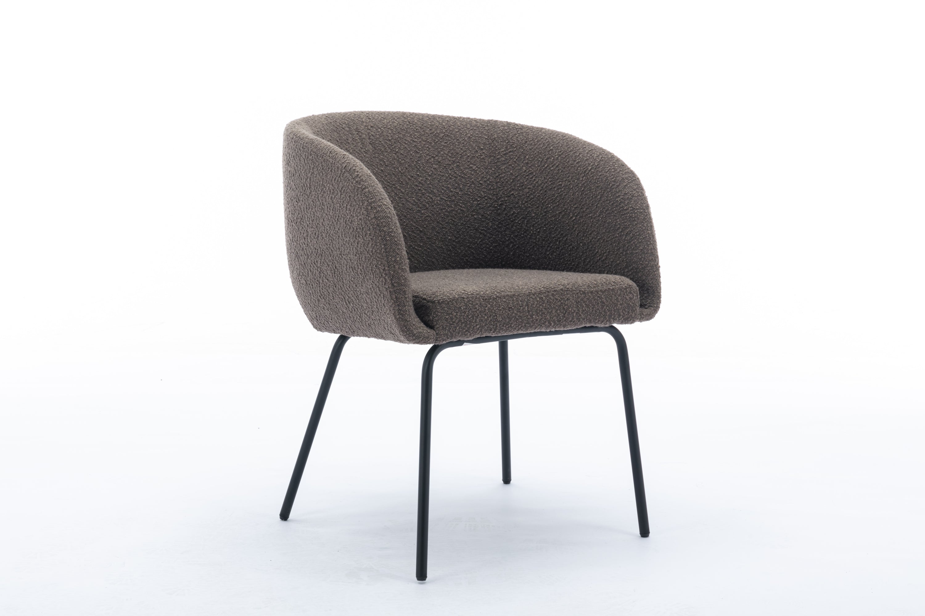 Boucle Fabric Dining Chair with Black Metal Legs - Set of 1 - Modern Upholstered Side Chair for Kitchen, Dining Room & Office