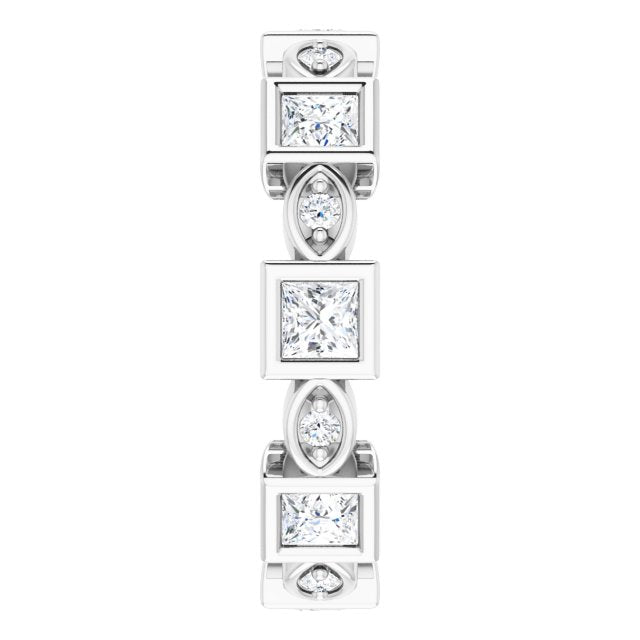 1.57 Carat Princess & Round Diamond Eternity Band - Elegant Wedding Ring for Women, Perfect for Anniversaries & Special Occasions