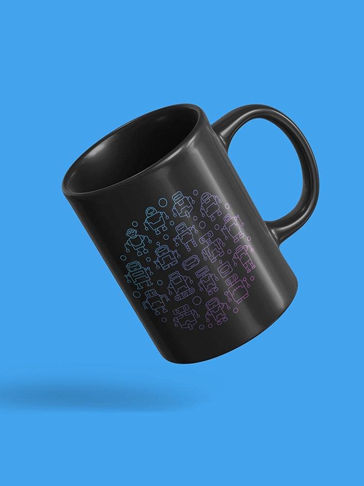 Smartprints Colorful Robots Doodle Coffee Mug - 15oz Ceramic Cup for Tea & Hot Drinks - Fun Unisex Gift for Kids, Teens & Adults - Perfect for Office, Home & School Use
