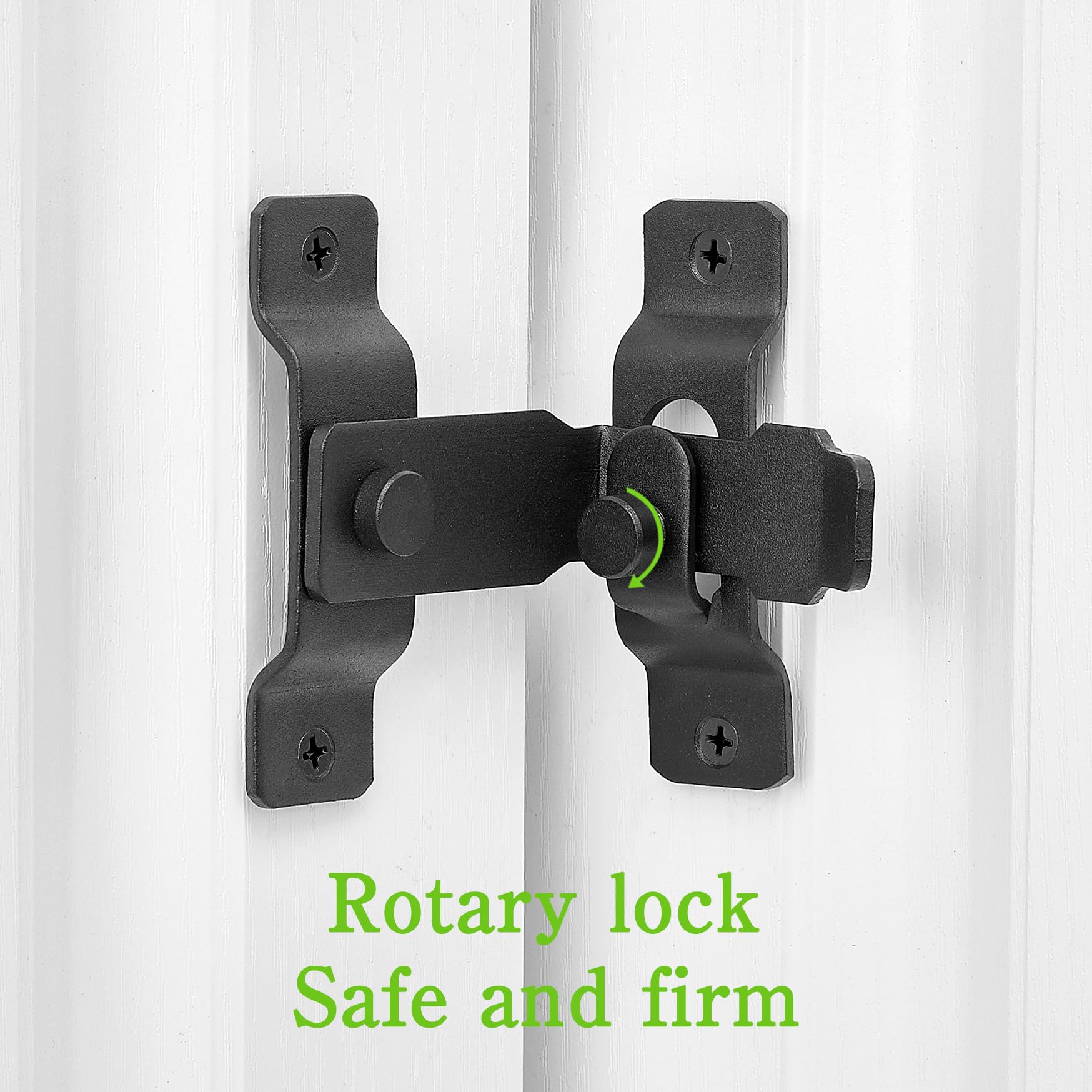 2 Packs 90 Degree Flip Barn Door Lock - Matte Black Privacy Security Gate Latch for Sliding Doors, Wine Cabinets & Closets | Heavy Duty Antique Style Hook Lock for Home & Office Use