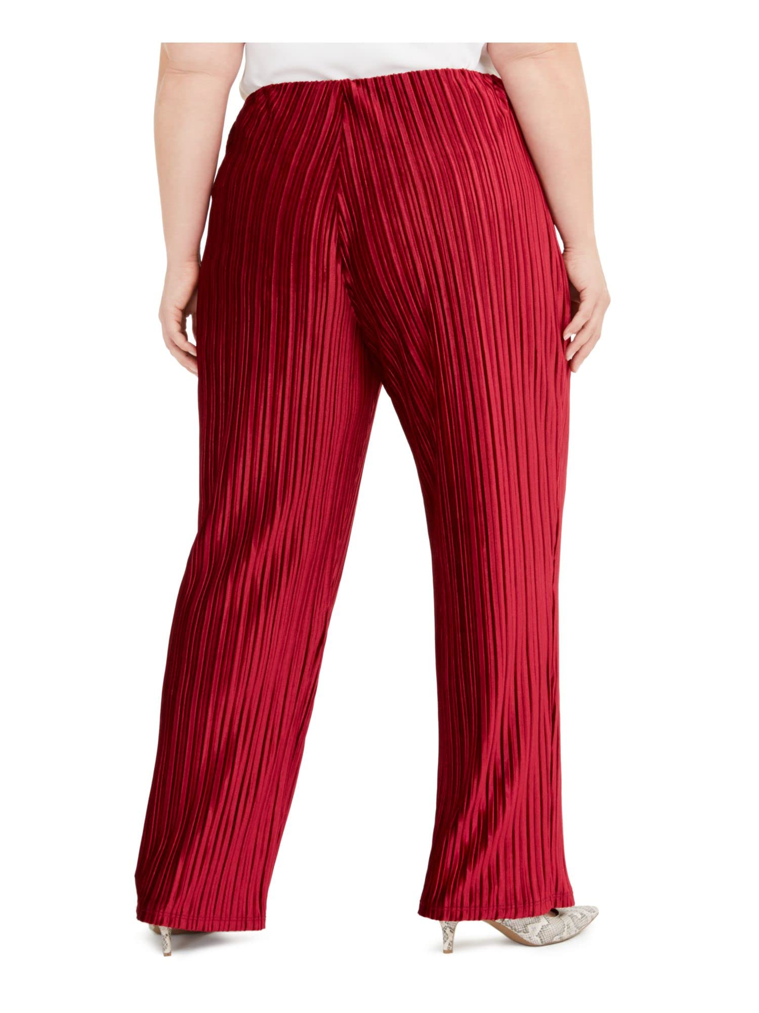 Alfani Women's Plus Size Luxe Pleated Wide Leg Casual Pants - Red 3X | Comfortable & Stylish for Work, Travel & Everyday Wear