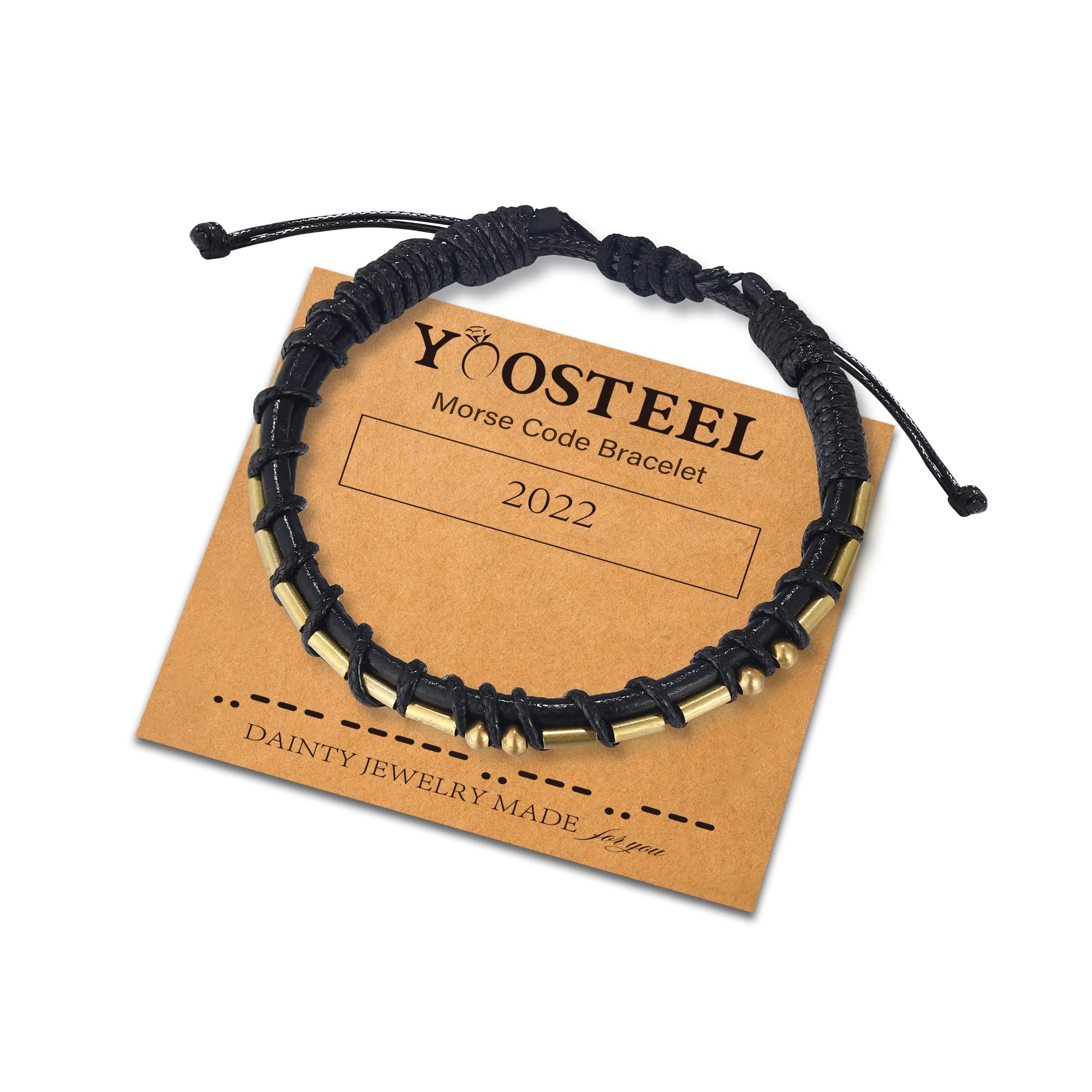 Yoosteel Adjustable Leather Morse Code Bracelet for Women & Men - Inspirational Friendship & Birthday Gift Jewelry - Perfect for Daily Wear, Gifts, and Special Occasions