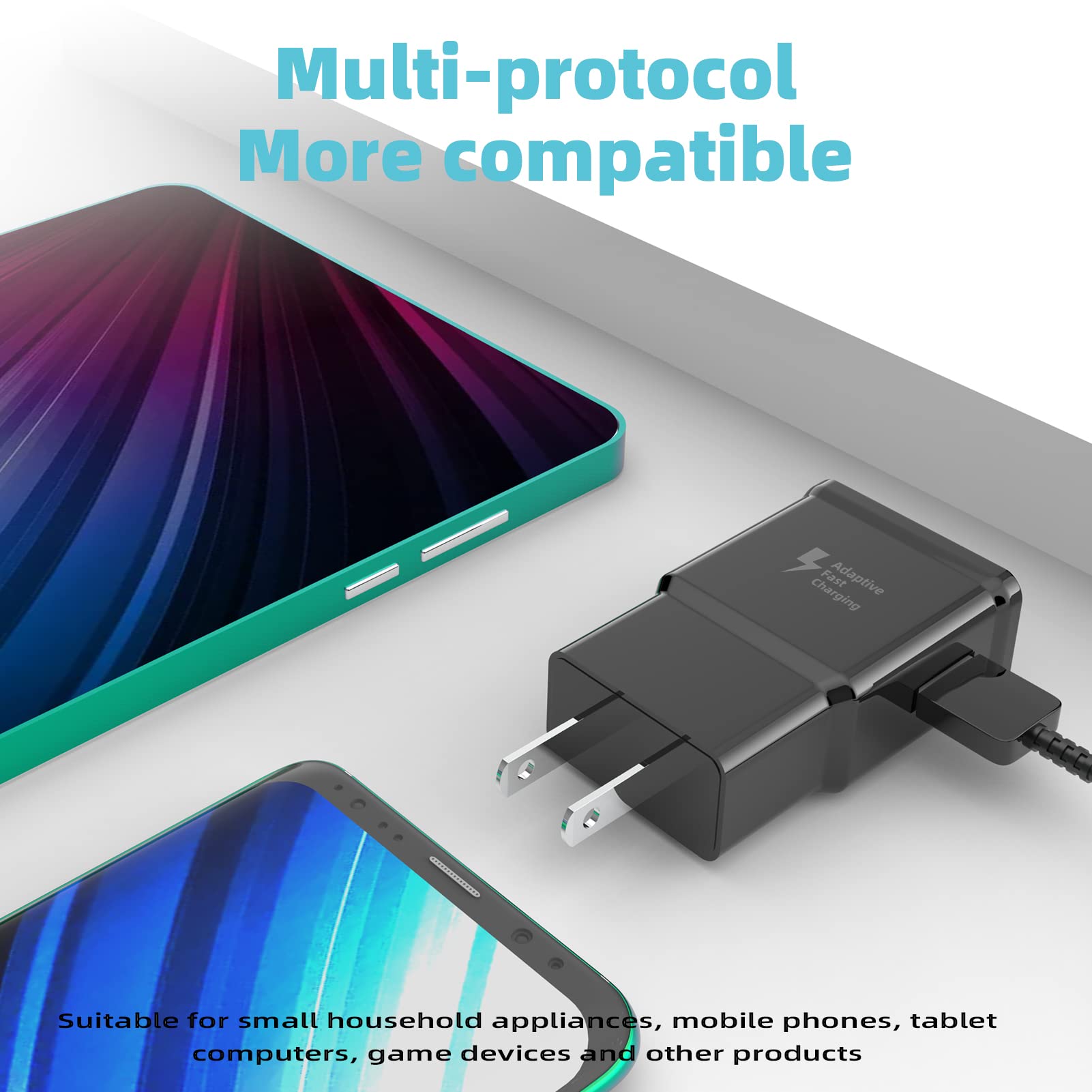 Fast Charging USB C Power Adapter (2-Pack) - Compatible with Samsung Galaxy S21/S20/S10/S9/S8, LG, Android Tablets - Super Charge Wall Block & Cable for Quick Charging - Perfect for Home, Office & Travel Use