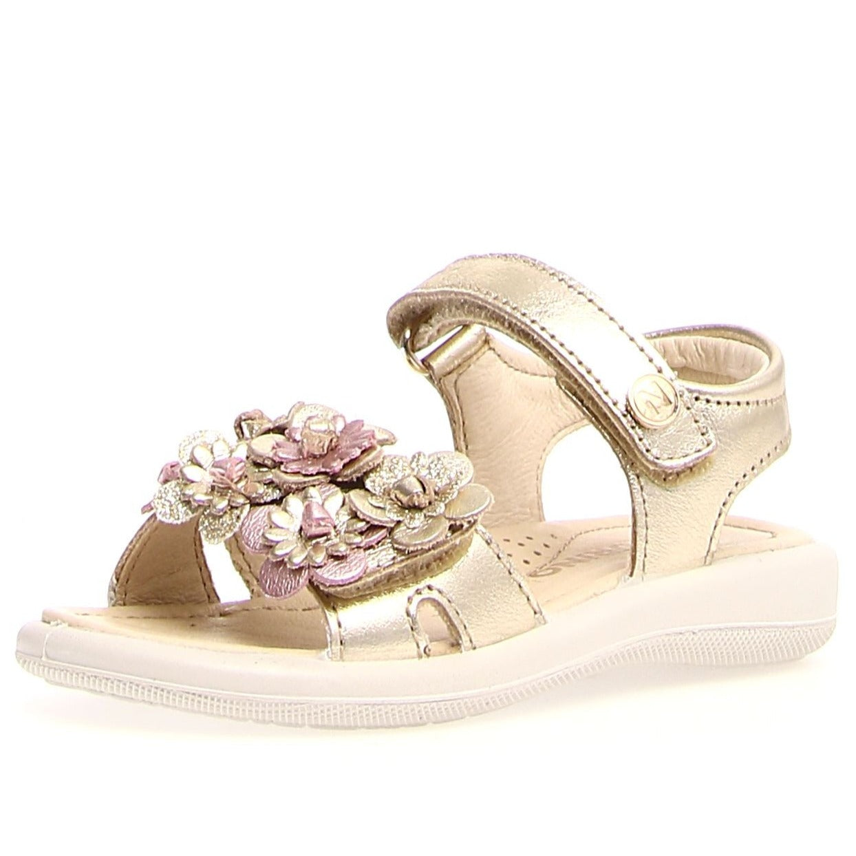 Naturino Brahma Girls Metallic Leather Sandals - Platinum/Cipria | Comfortable & Stylish Summer Shoes for Toddlers, Kids & Teens | Perfect for Beach, Pool, Vacation & Outdoor Play