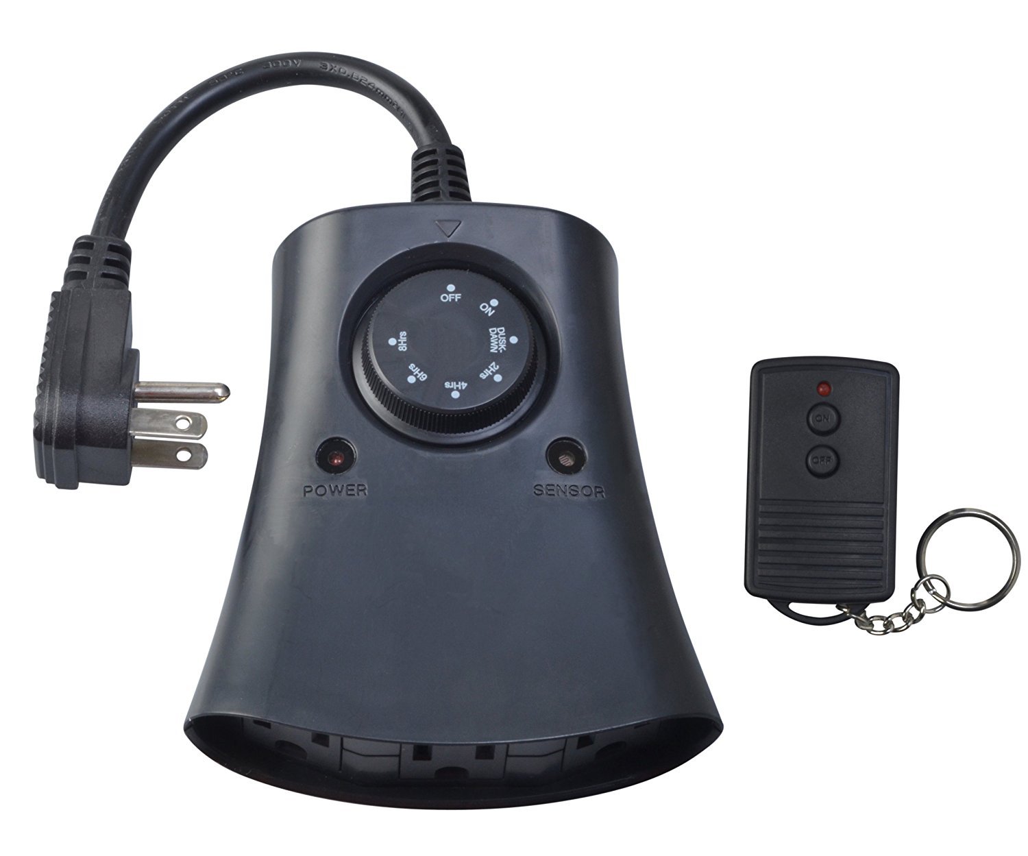 Woods 59746 Outdoor 24-Hour Photoelectric Timer with Wireless Remote Control & 3-Outlet - Black - Perfect for Garden, Patio, and Holiday Lighting Automation