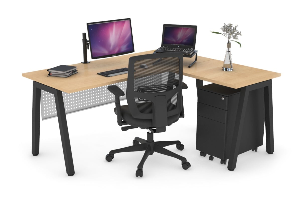 L-Shaped Corner Office Desk with Quadro A Legs - 1400L x 1450W - Modern Ergonomic Workstation for Home Office & Gaming Setup