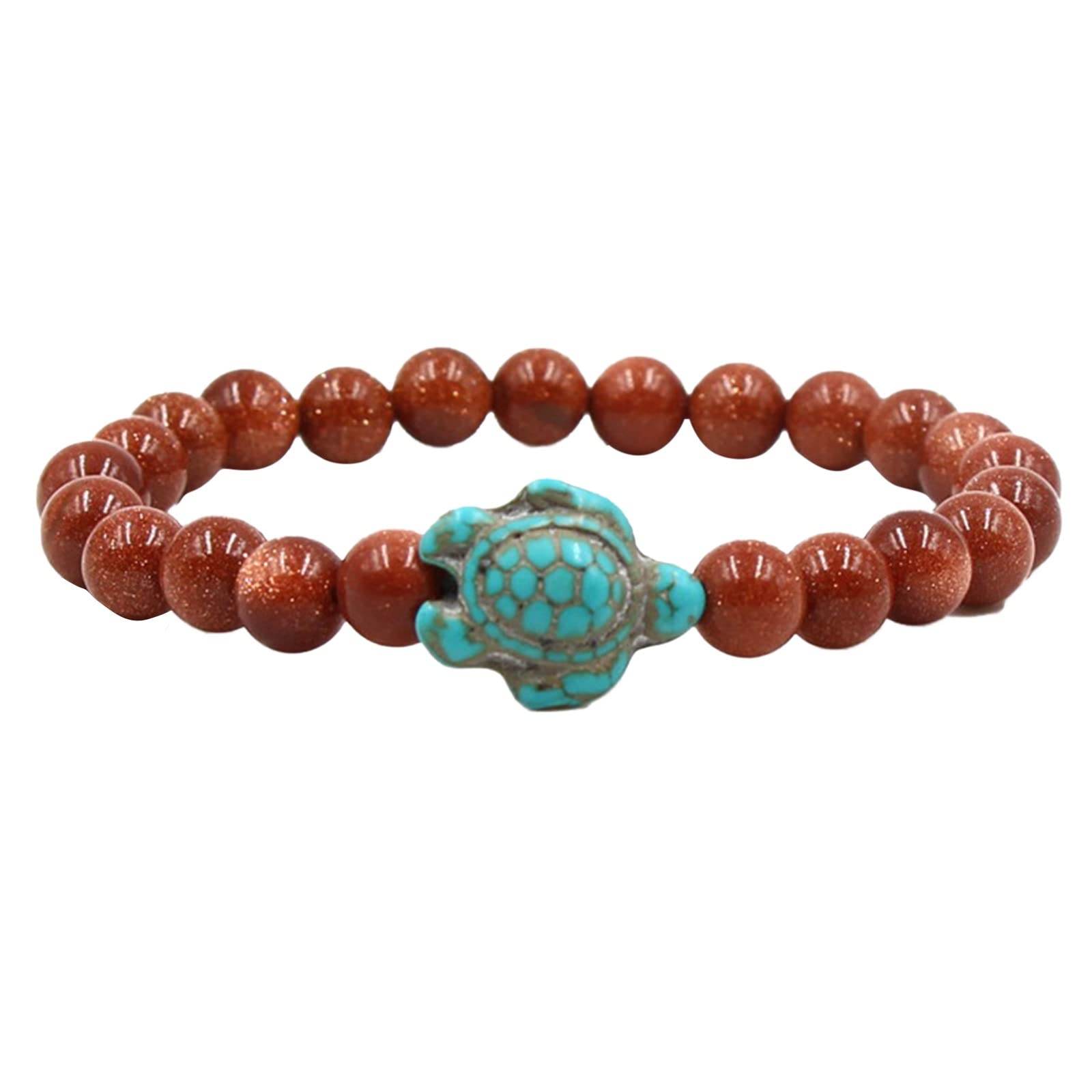 Turquoise Stone Bracelet for Women & Men - Rose Costume Jewelry, Frosted Natural Turtle Stone Bangle, Elastic Retro Gift Accessory | Perfect for Boho Style, Casual Wear & Special Occasions