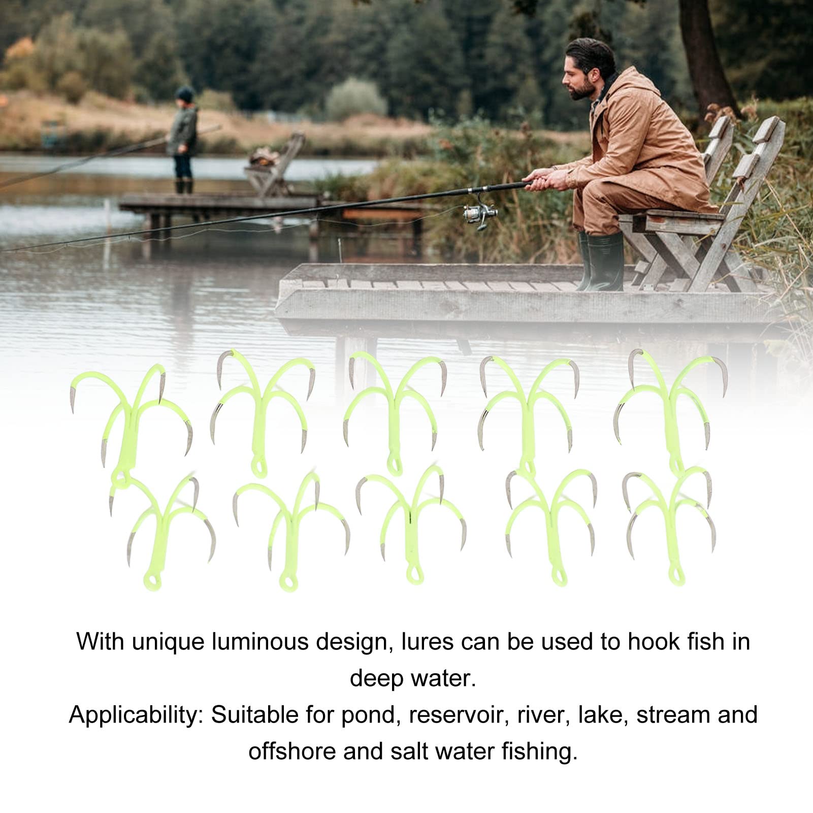 Ubersweet® Stainless Steel Luminous 4-Claw Fishing Hook - High Efficiency, Portable & Durable for Bass, Trout, Saltwater Fishing - Perfect for Night Fishing, Camping & Outdoor Adventures (Large Size)